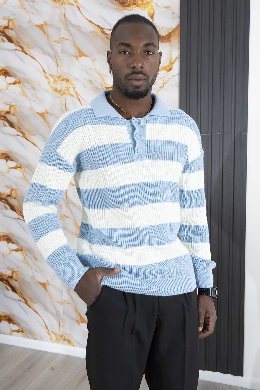 Polo Maglione Fantasia fasce Bicolore Art. MG158