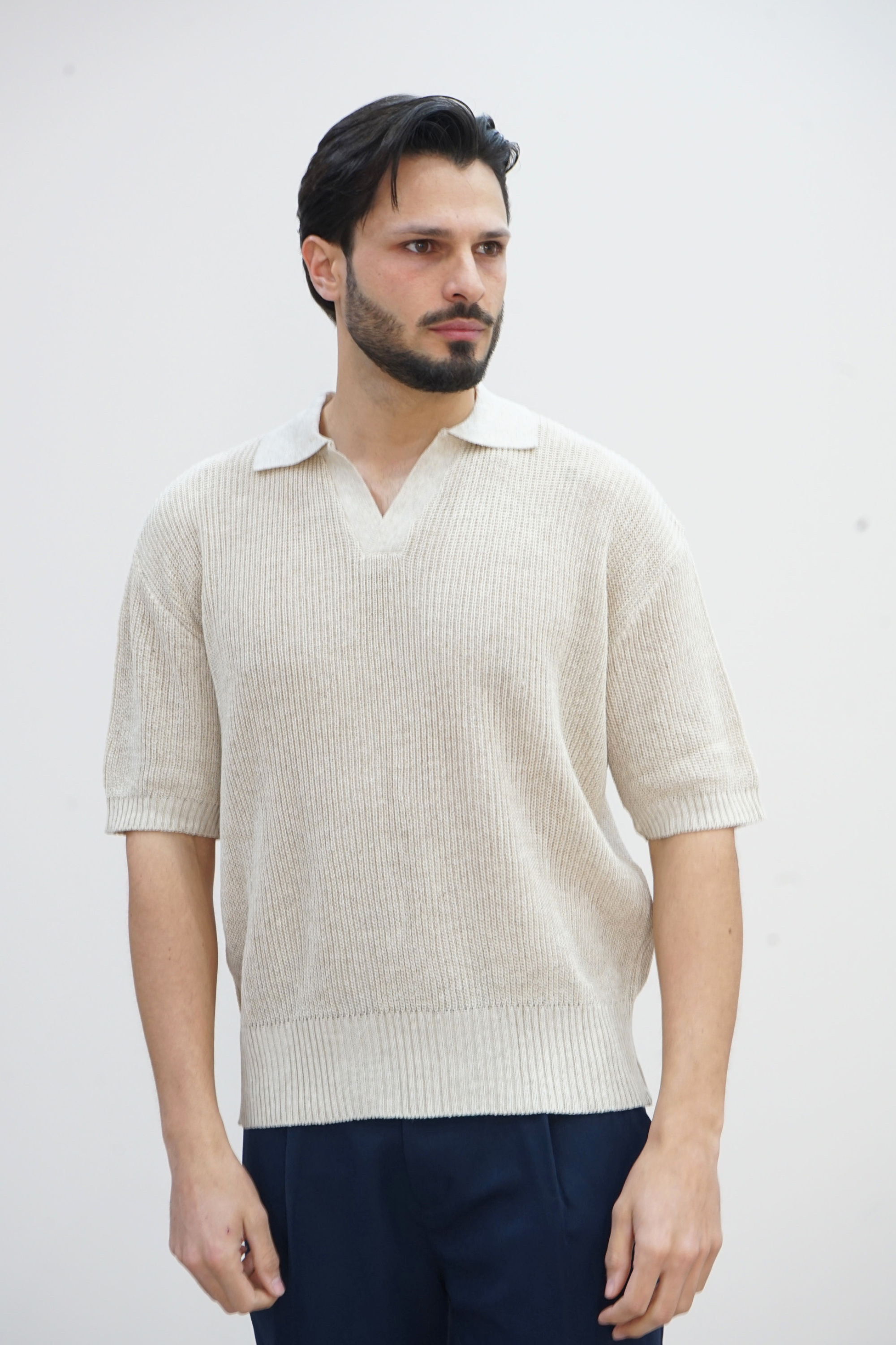 Polo in Maglia "Derby" con Scollo a V Art. Ts273