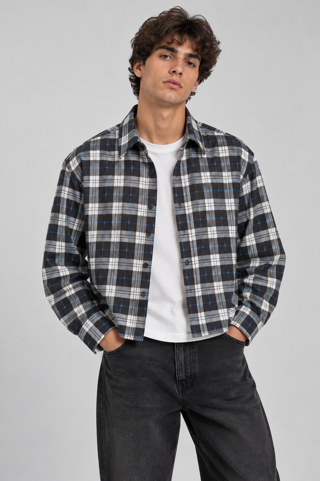 Camicia Crop Fit Uomo a Quadri Art. Cm241