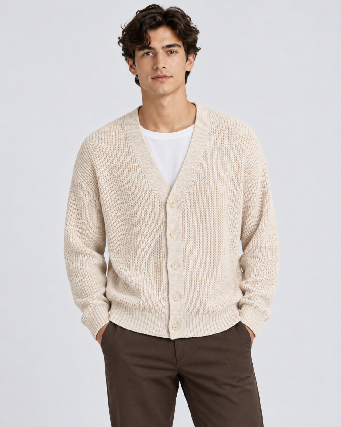 Maglione Cardigan a Coste Art. Mg197