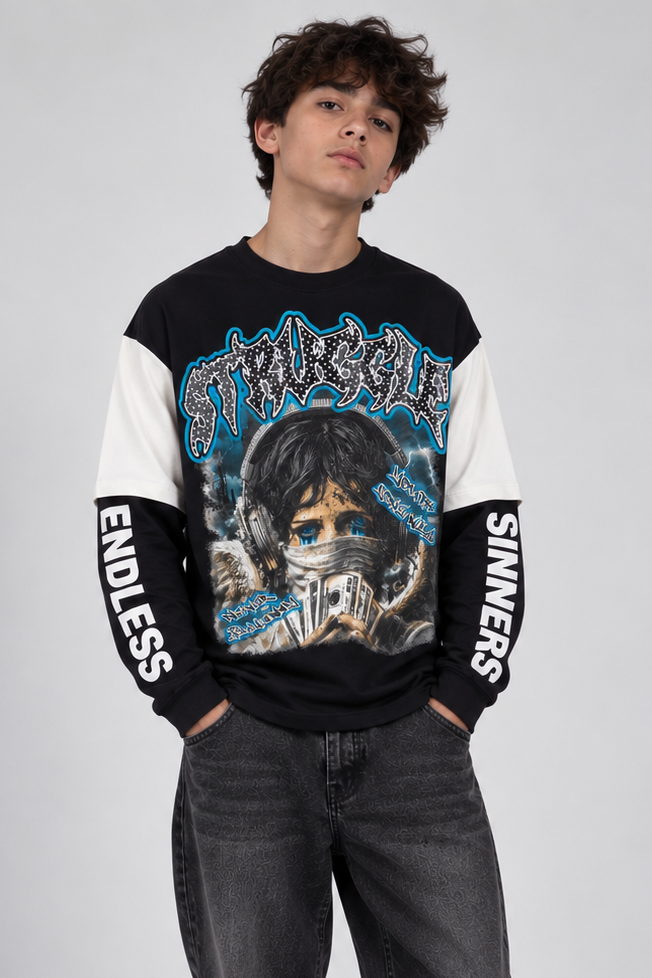 Long Sleeve Junior Struggle con Strass Art. JR-TS06