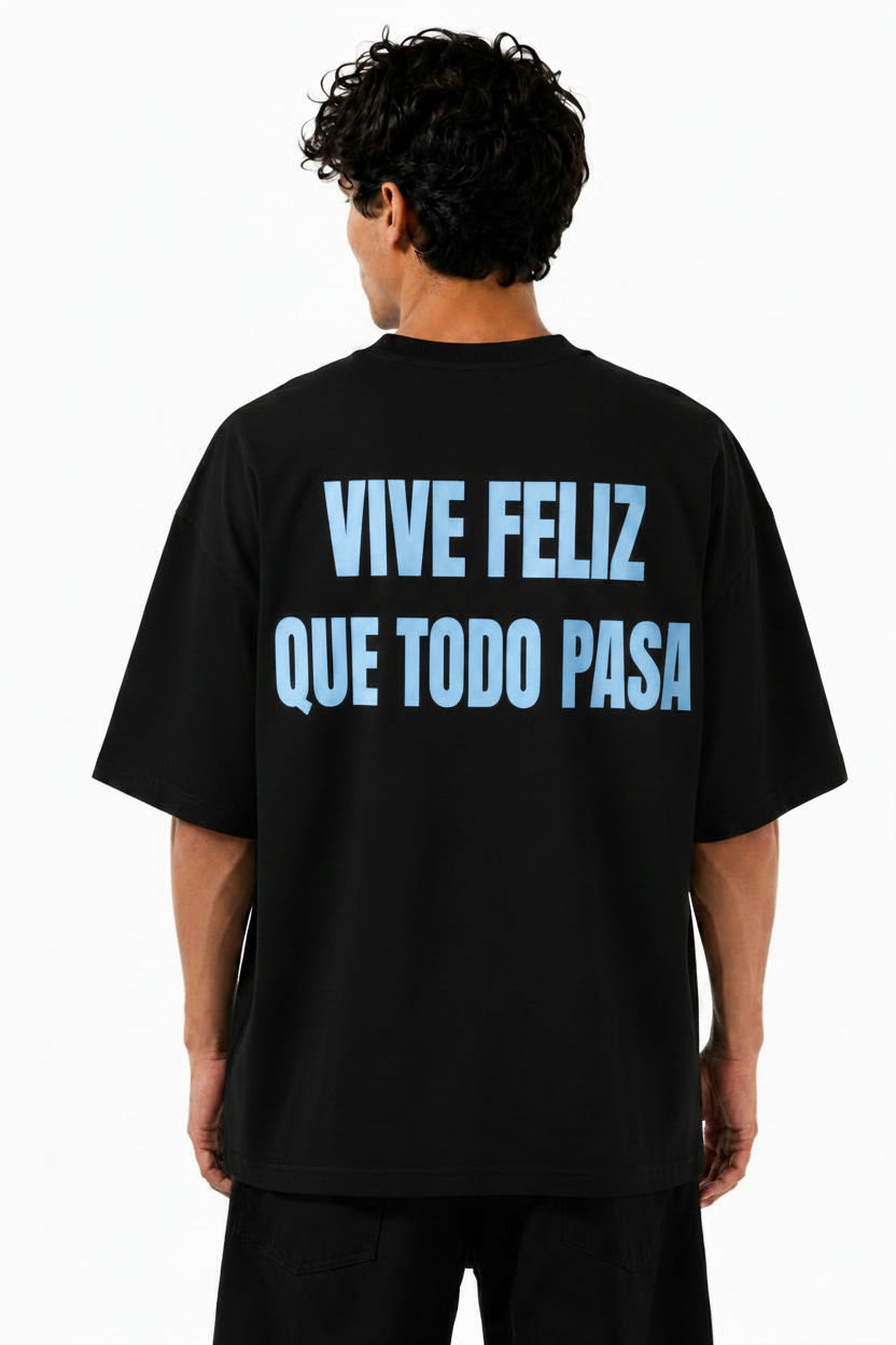T-Shirt Con Stampa Retro '' Vive Feliz '' Art. Ts286