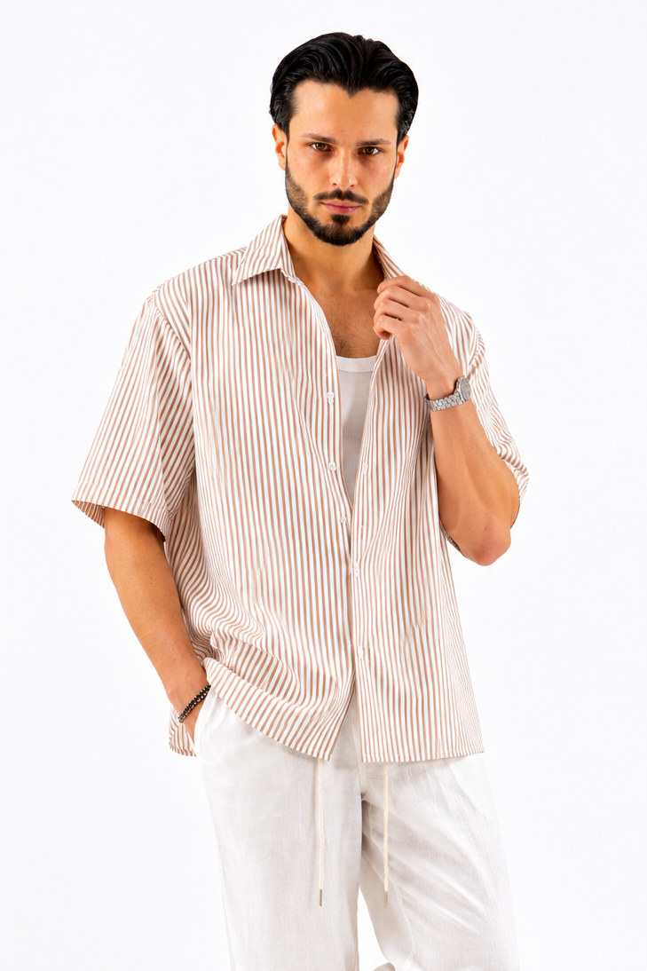 Camicia Righe Crop Manica Corta Art. Cm234