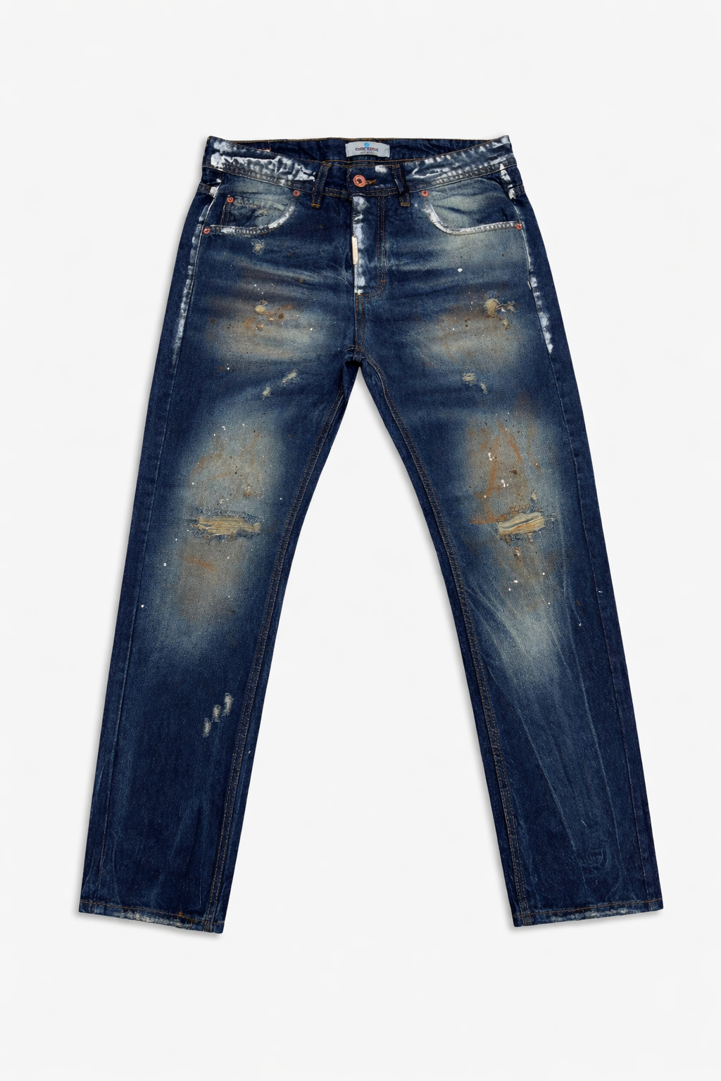 Jeans Straight Fit "Deep Indigo Painter" con Dettagli Artigianali Art. Js562