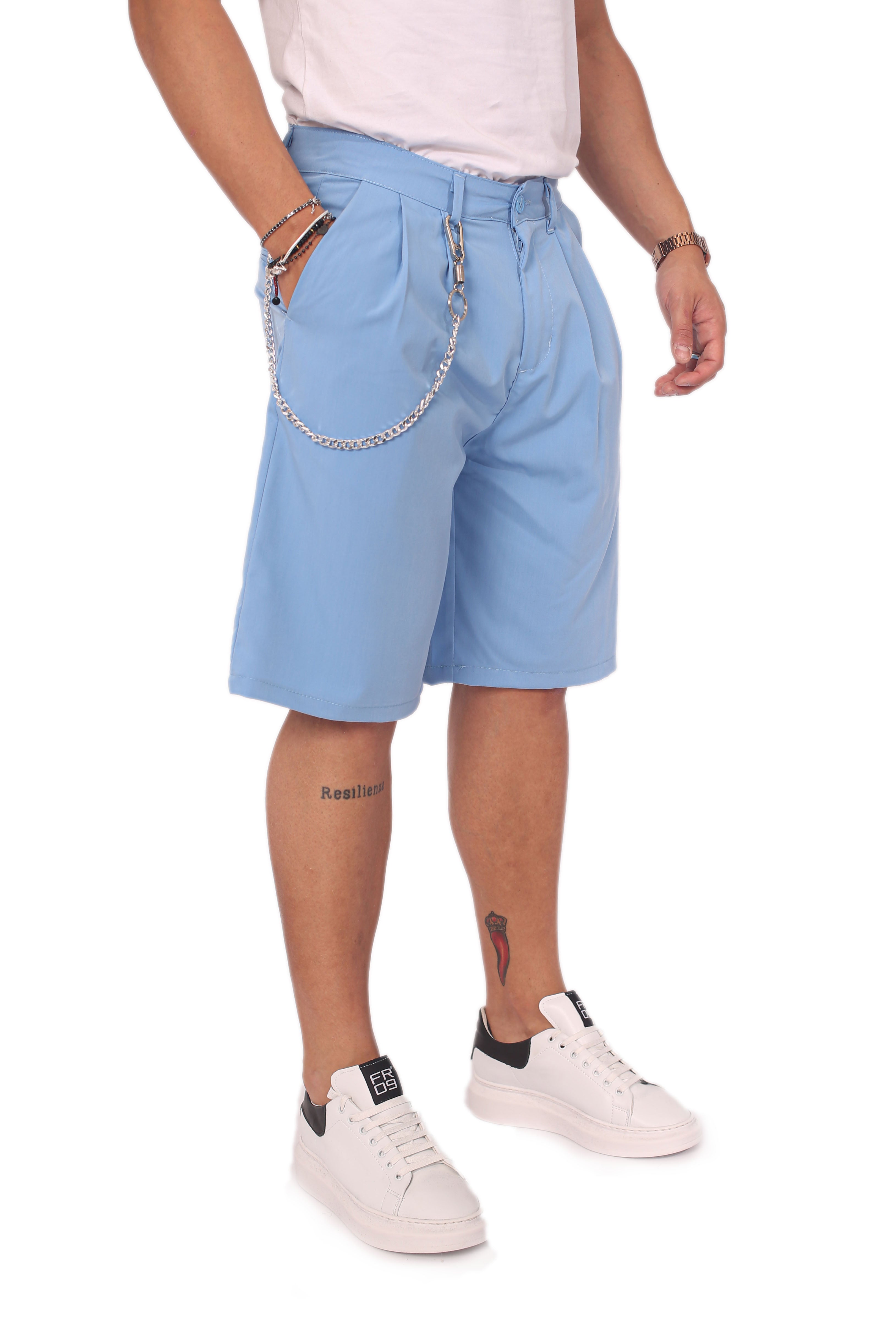 Bermuda Con Bottone E Catena Azzurro Art. Bm59
