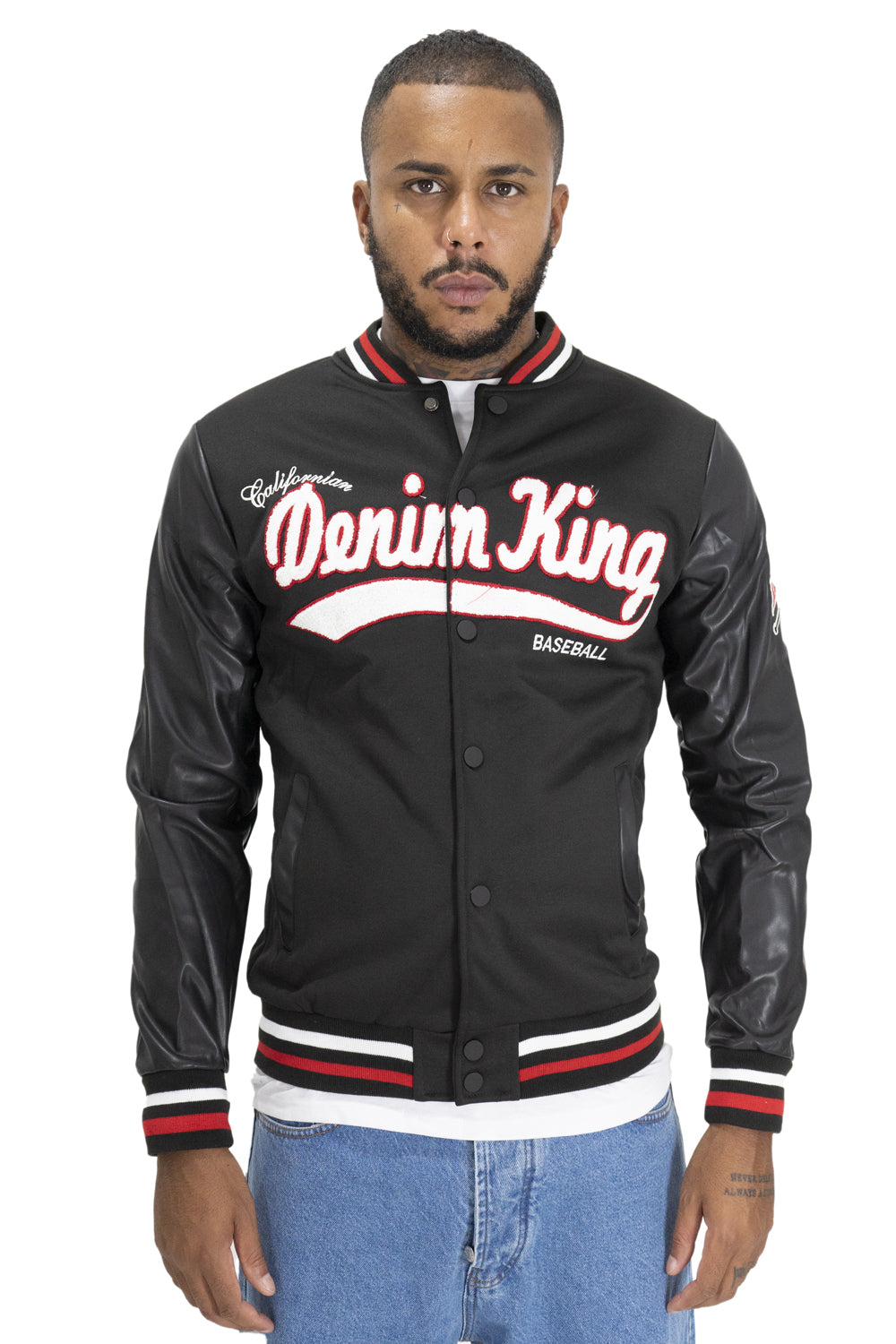 Felpa Uomo College Giacca Varsity Con Maniche Ecopelle Art. Fe120