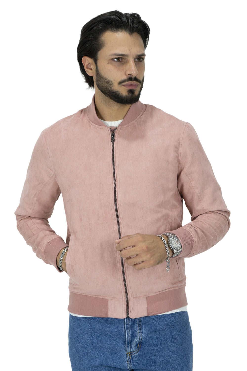 Giubbotto Uomo Giacca Scamosciata Rosa Art. Gb112