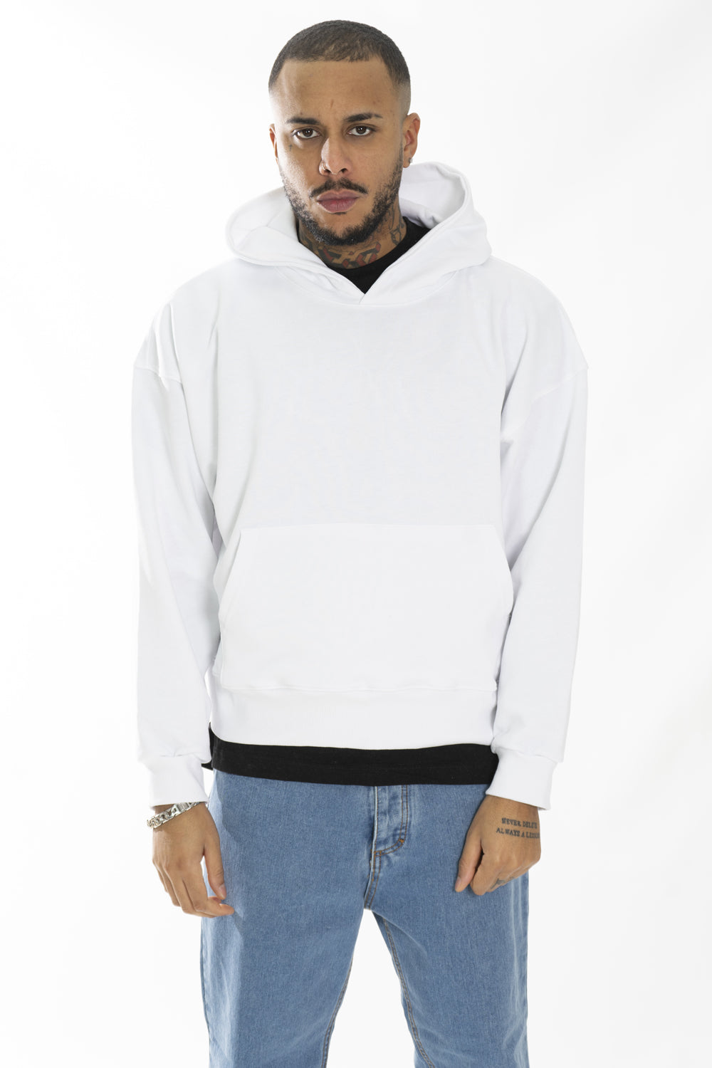 Felpa Uomo Tinta Unita Boxy Fit Con Cappuccio Art. Fe150