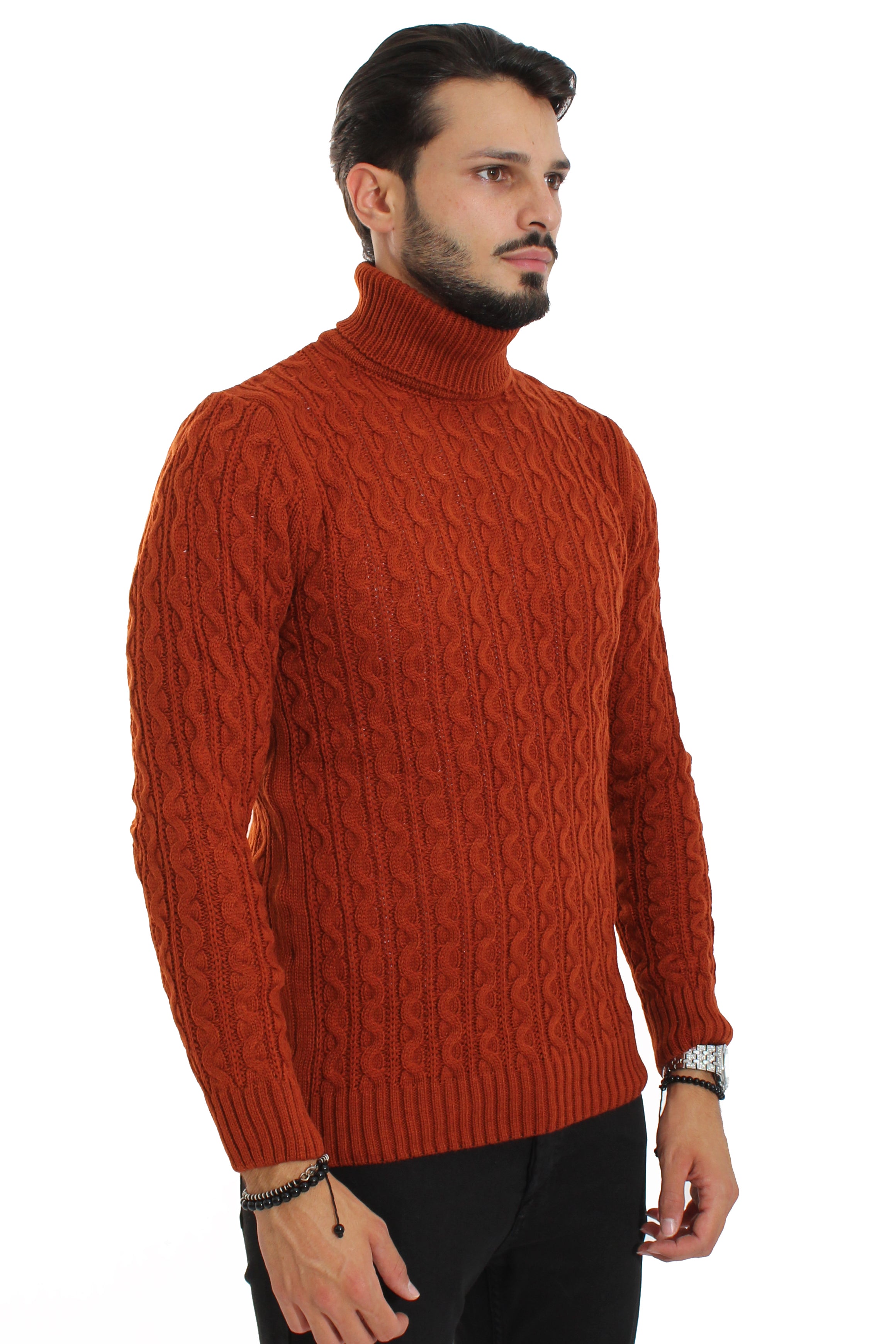 Maglione Uomo Dolcevita Collo Alto Fantasia Trecce Art. Mg45