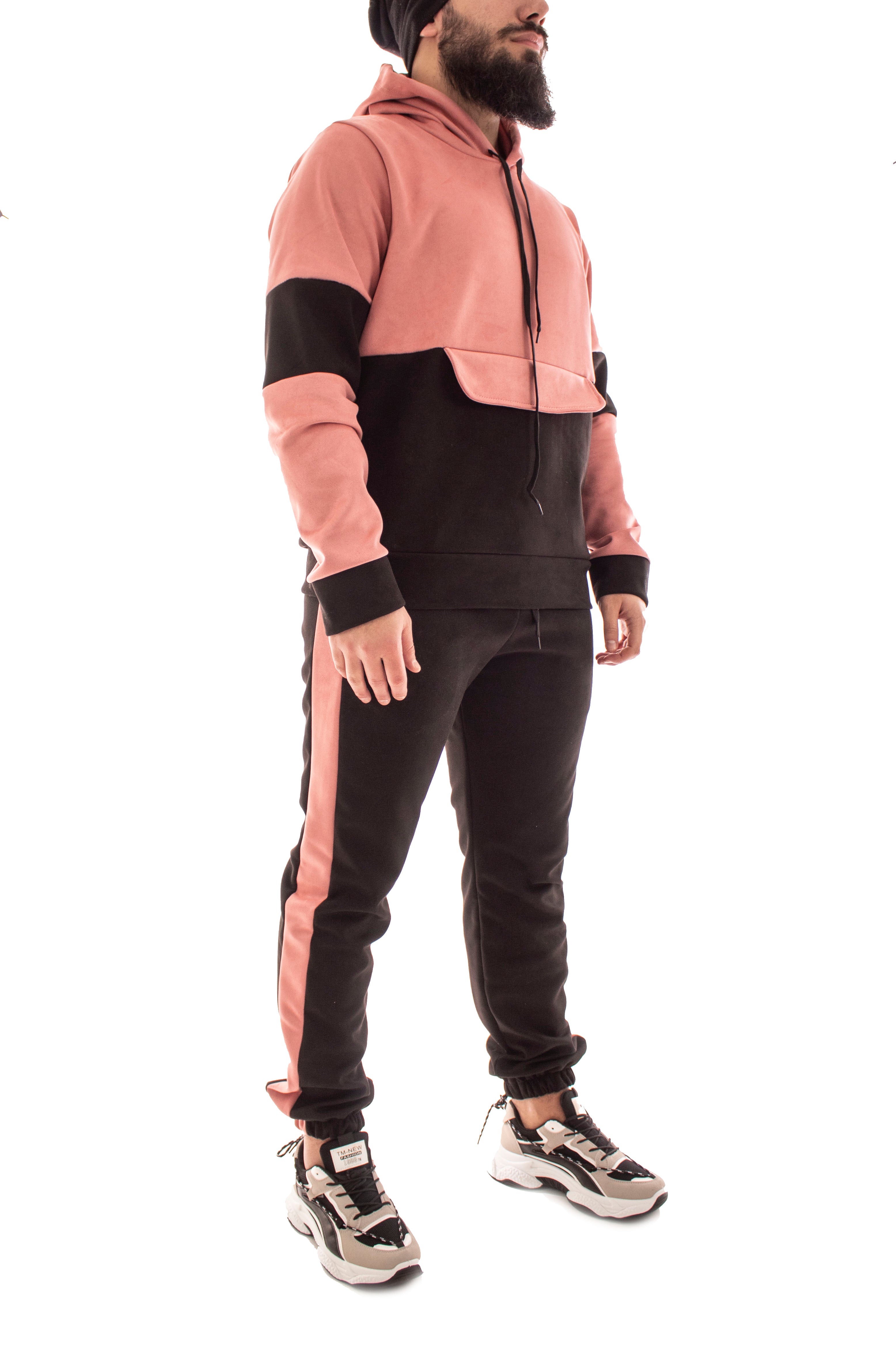 TUTA COMPLETO MOD.DAINETTO BICOLORE TASCA AMERICA SCAMOSCIATA ROSA ART. TT44