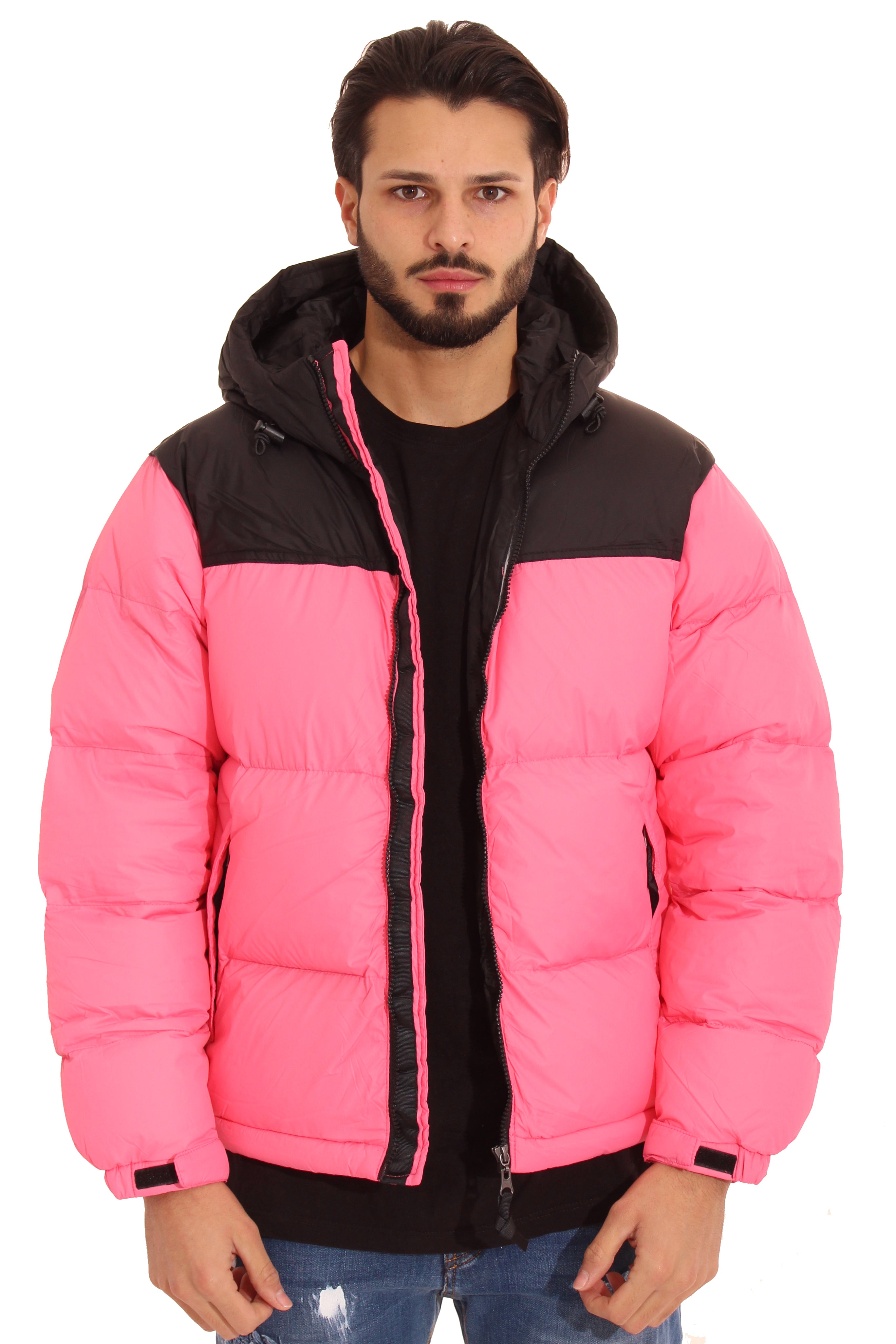 Giubbotto Uomo Bicolore Bomber Con Cappuccio Art. Gb86