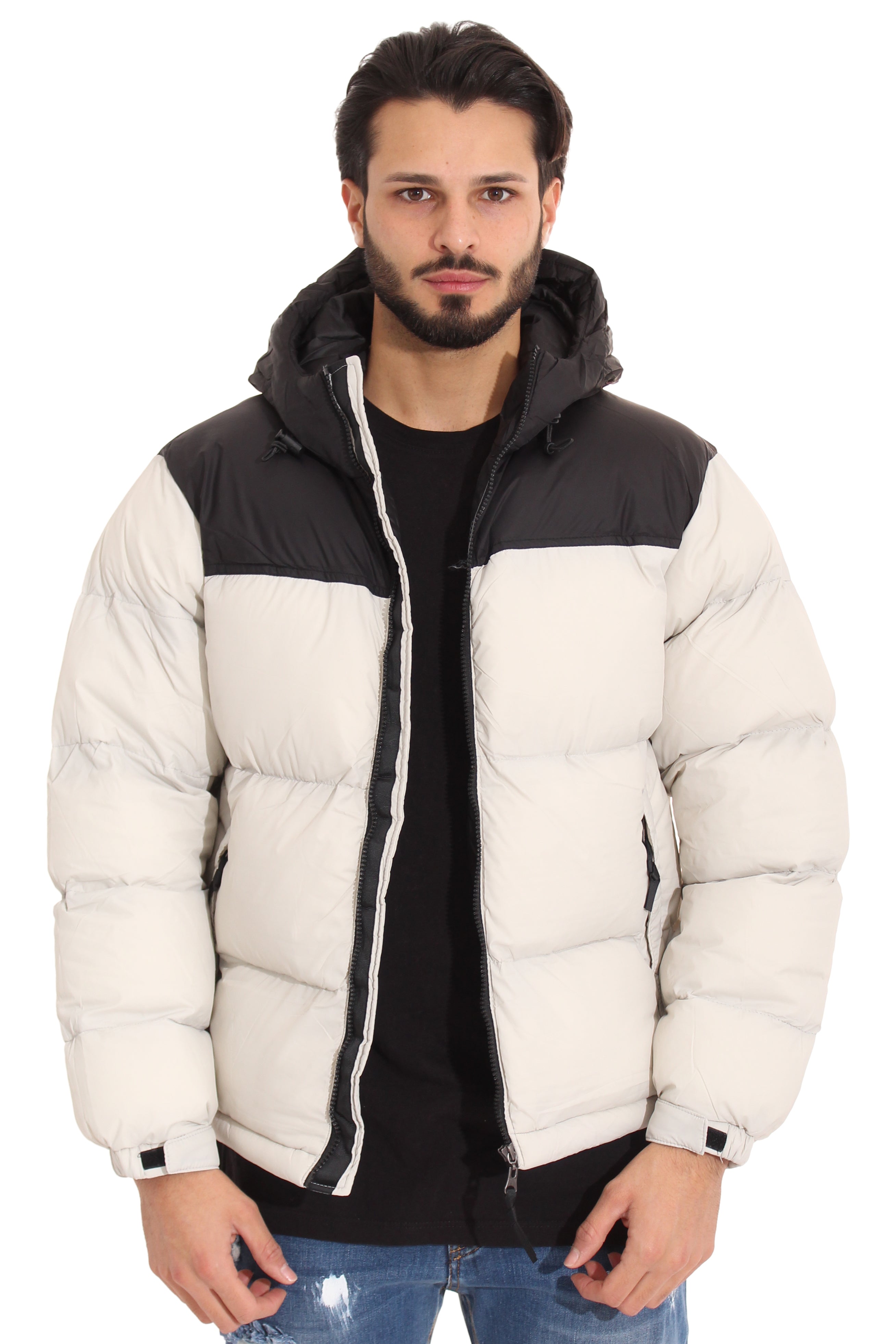 Giubbotto Uomo Bicolore Bomber Con Cappuccio Art. Gb86