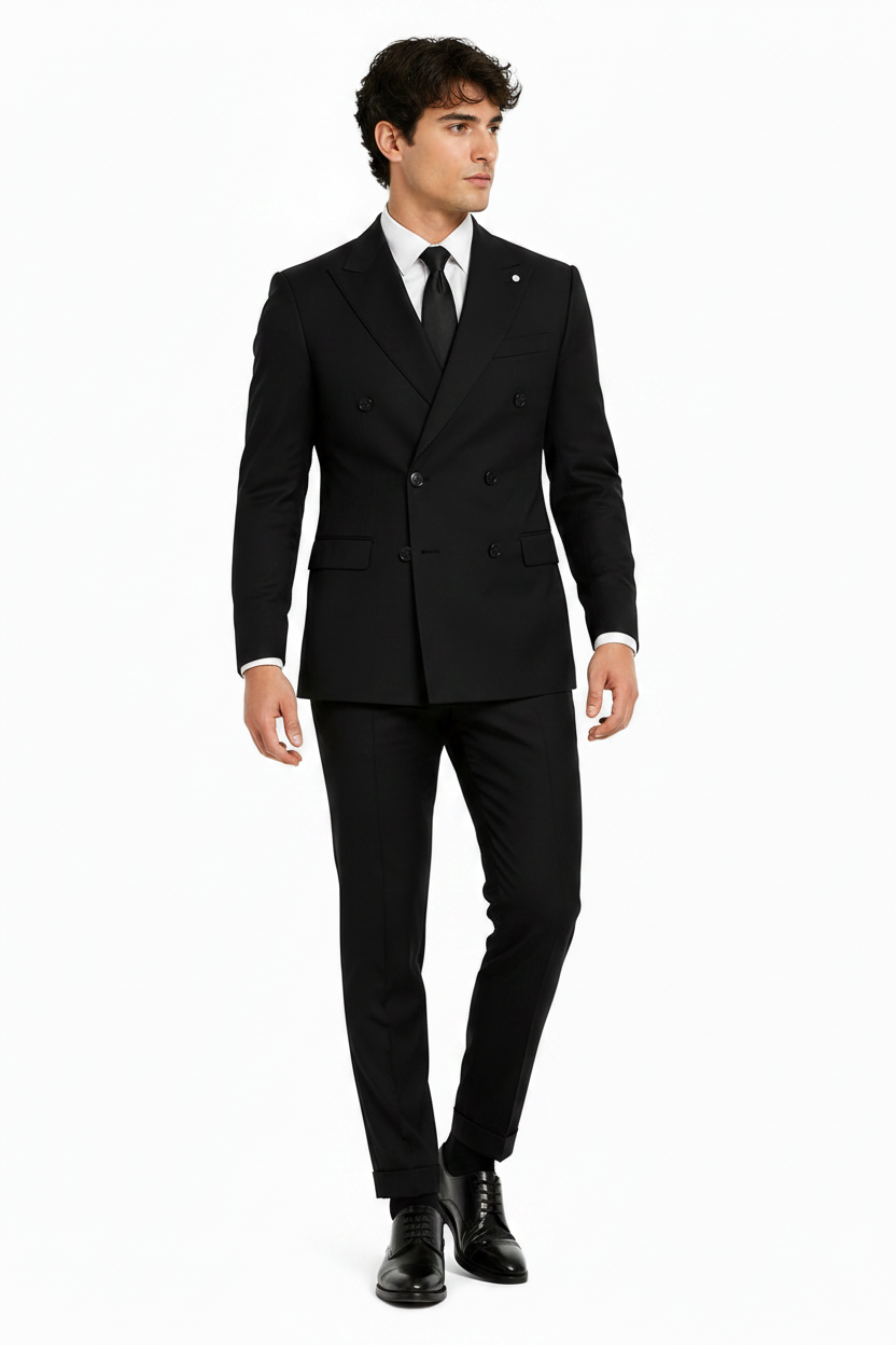 Abito Doppiopetto Uomo Slim Fit con Pinces e Fibbie Laterali Art. Ab26