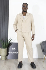 Abito Coordinato Giacca Crop Doppiopetto e Pantaloni Loose Art. Ab16