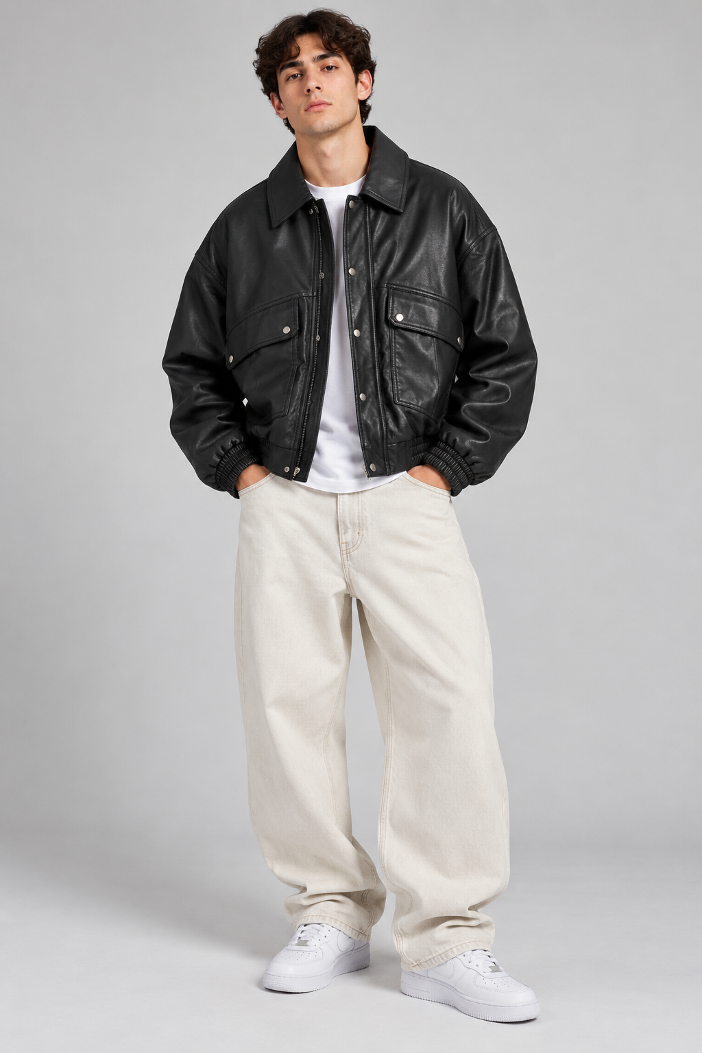 Giubbotto Bomber Ecopelle Con Tasconi Art. Gb207