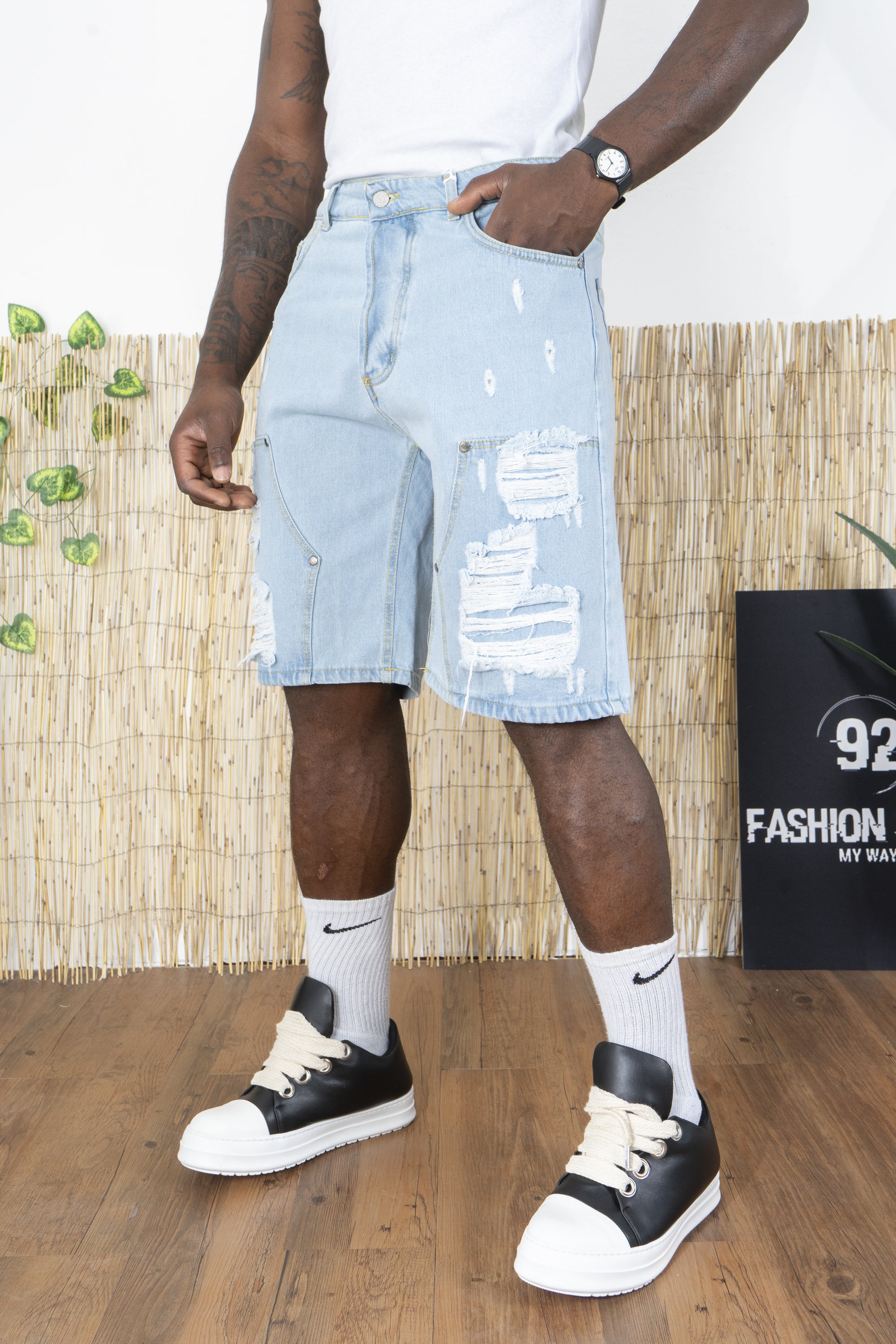 Bermuda Jeans Carpenter Uomo con Strappi Art. Bm135