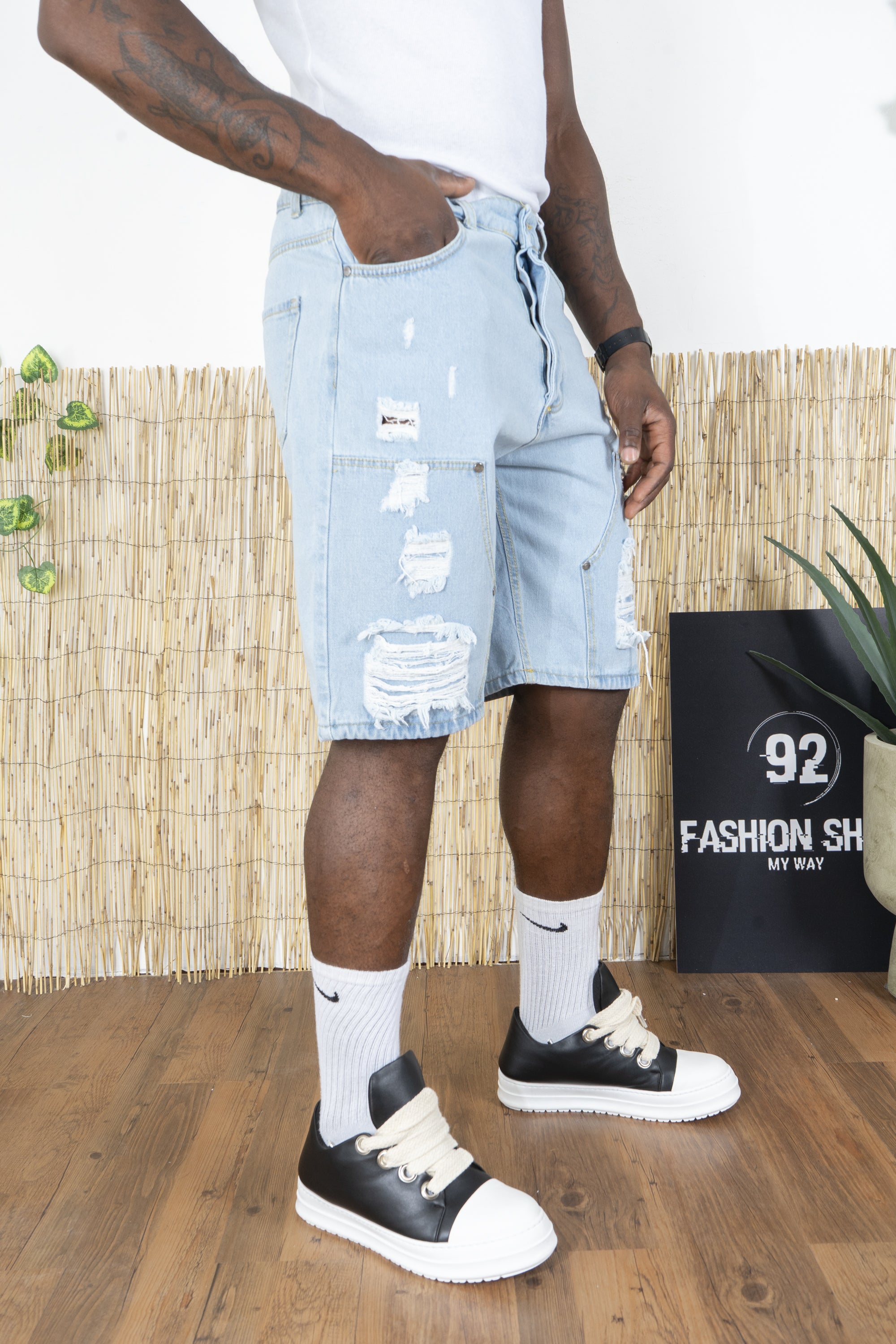 Bermuda Jeans Carpenter Uomo con Strappi Art. Bm135