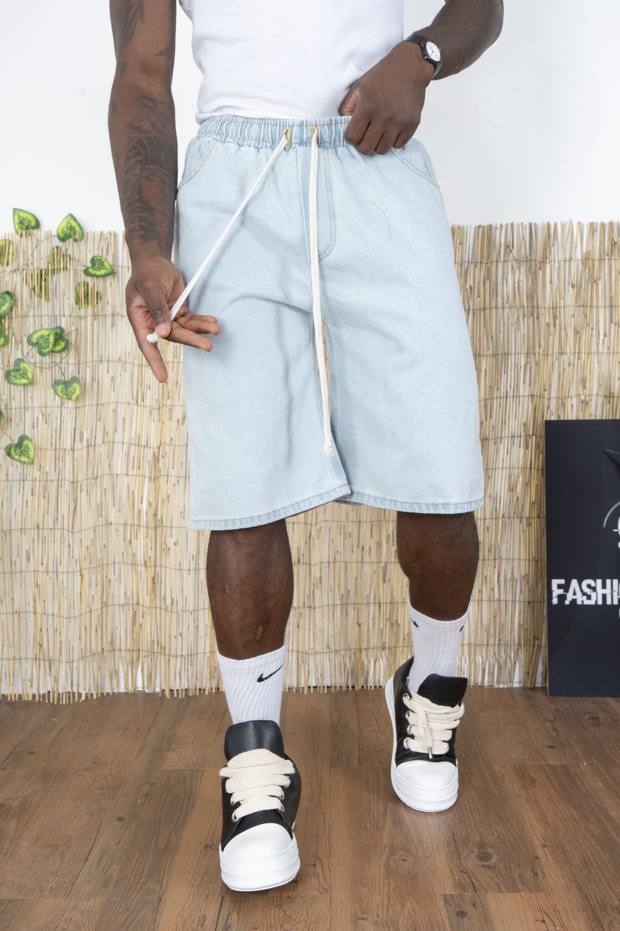 Bermuda Jeans Uomo Vita Jogger - Lavaggio Chiaro Comfort Fit Art. Bm133