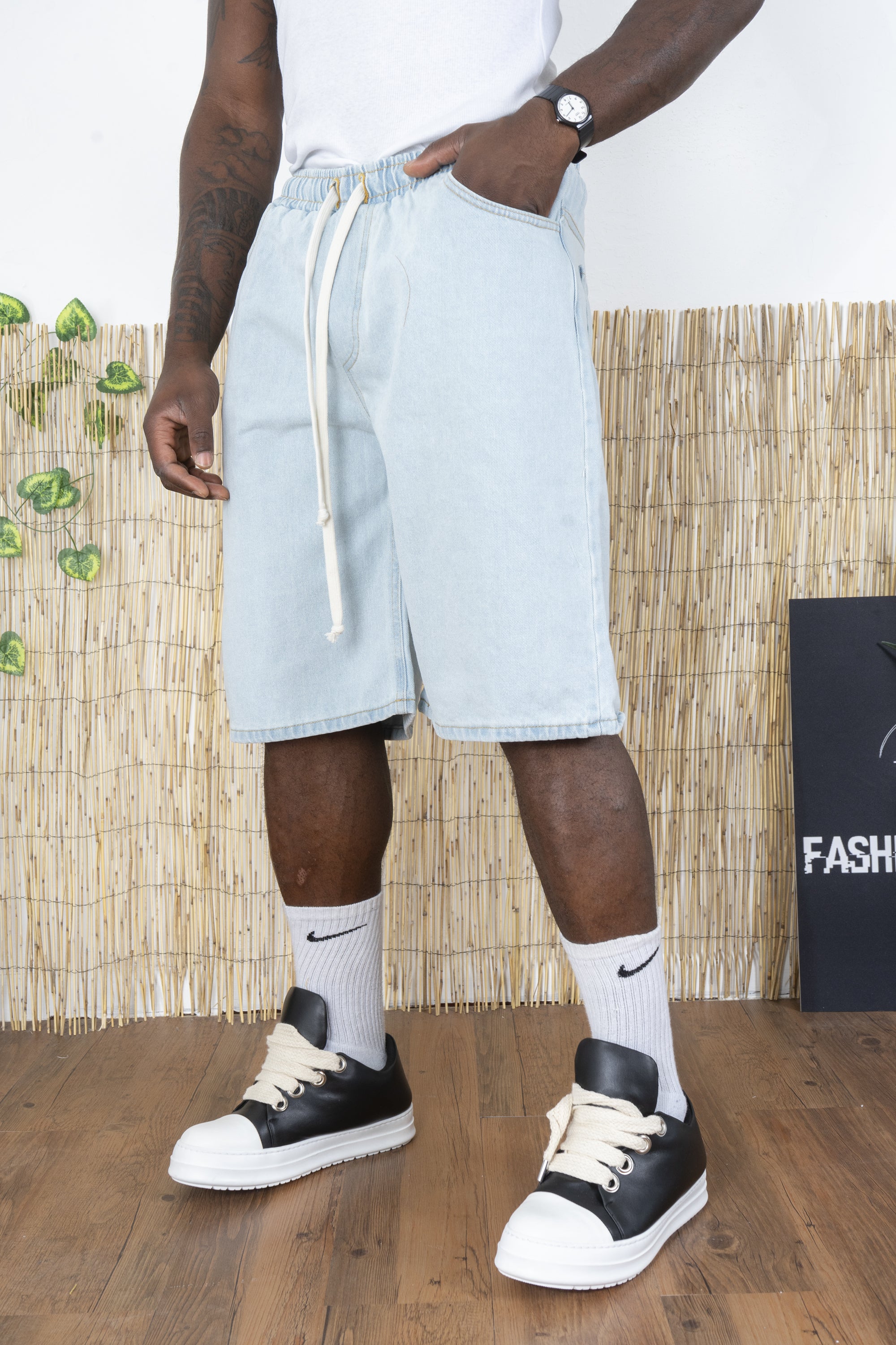 Bermuda Jeans Uomo Vita Jogger - Lavaggio Chiaro Comfort Fit Art. Bm133