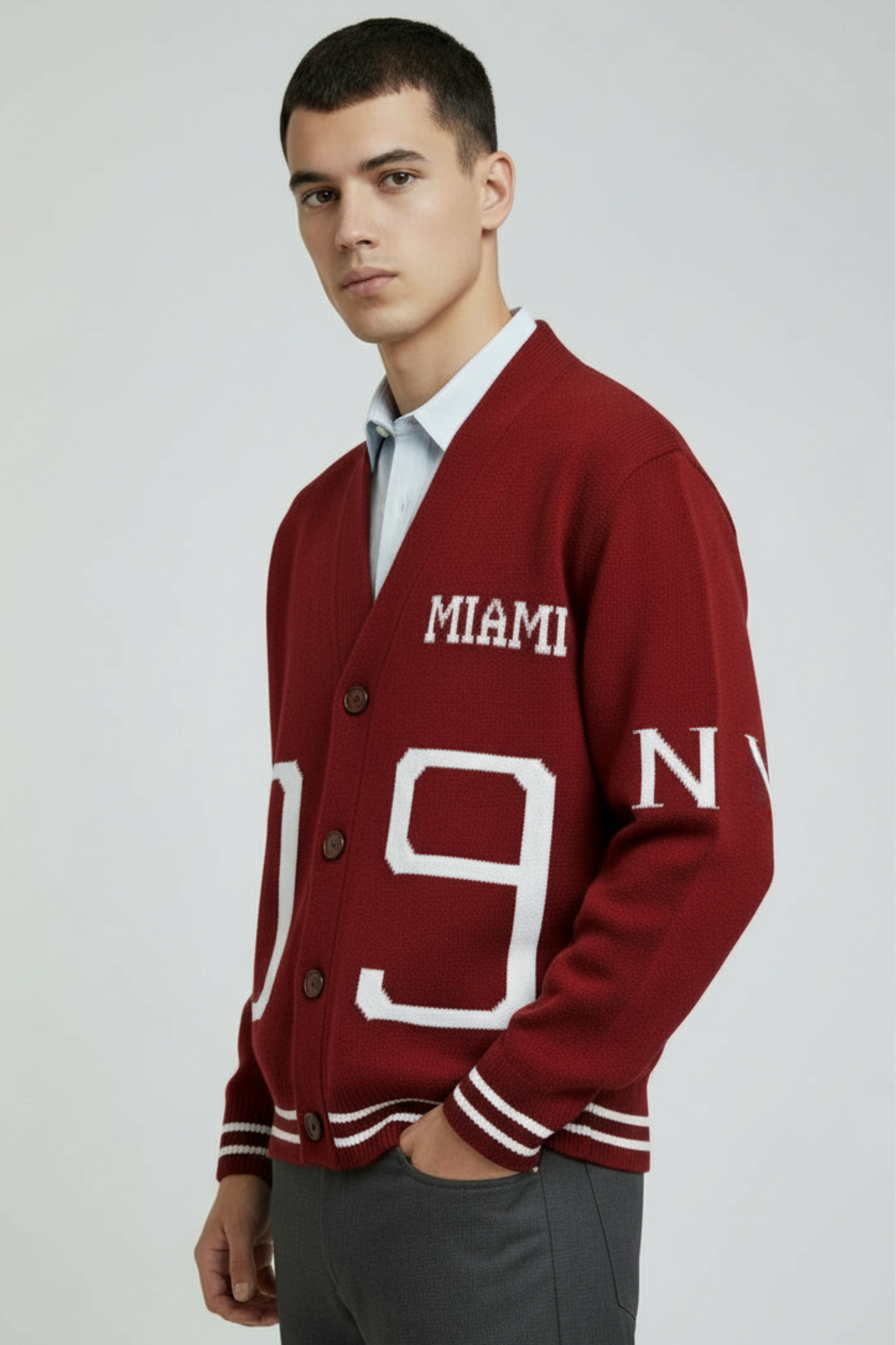 Cardigan Maglione Uomo Stile College “Miami 09” Art. Mg185