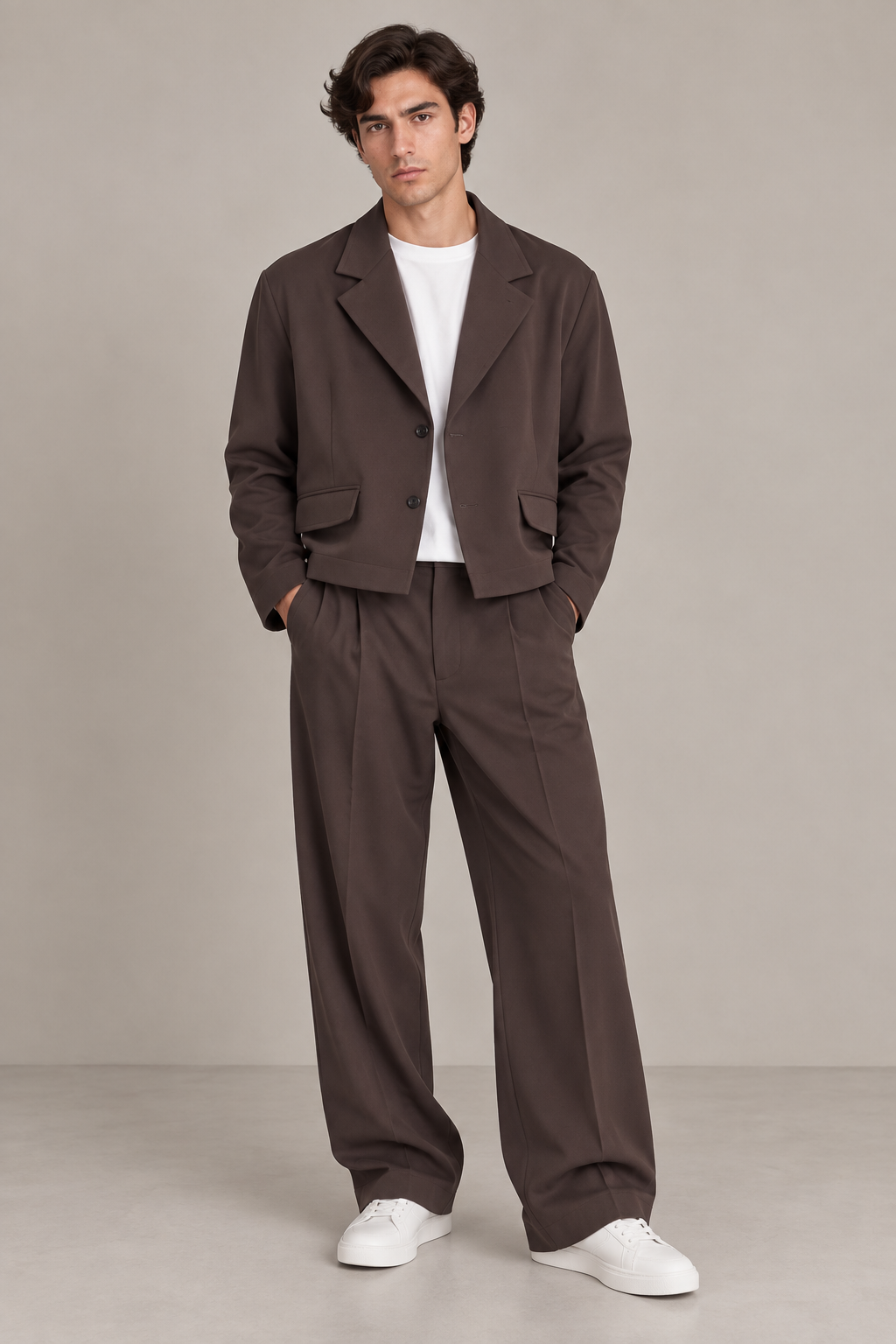 Coordinato Abito Giacca Crop e Pantalone Ampio Art. Cd145
