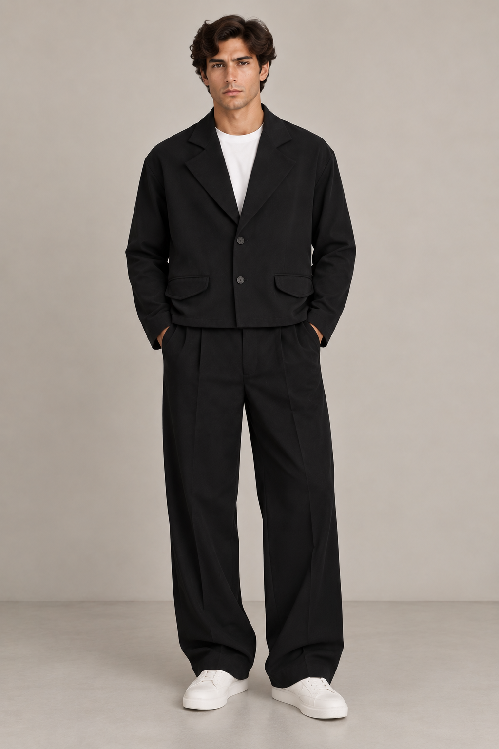 Coordinato Abito Giacca Crop e Pantalone Ampio Art. Cd145