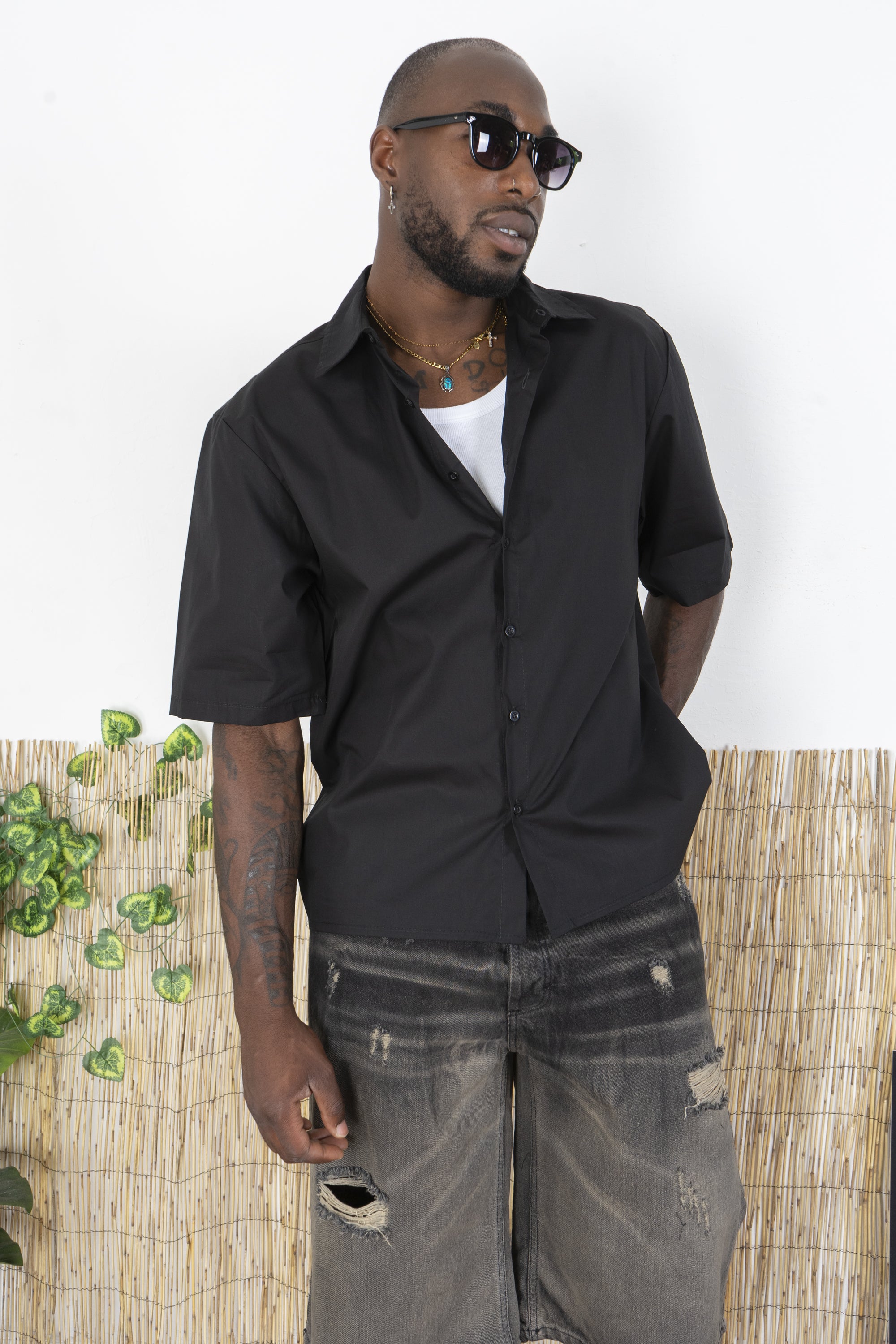 Camicia Uomo Crop Fit Tinta Unita Art. Cm227