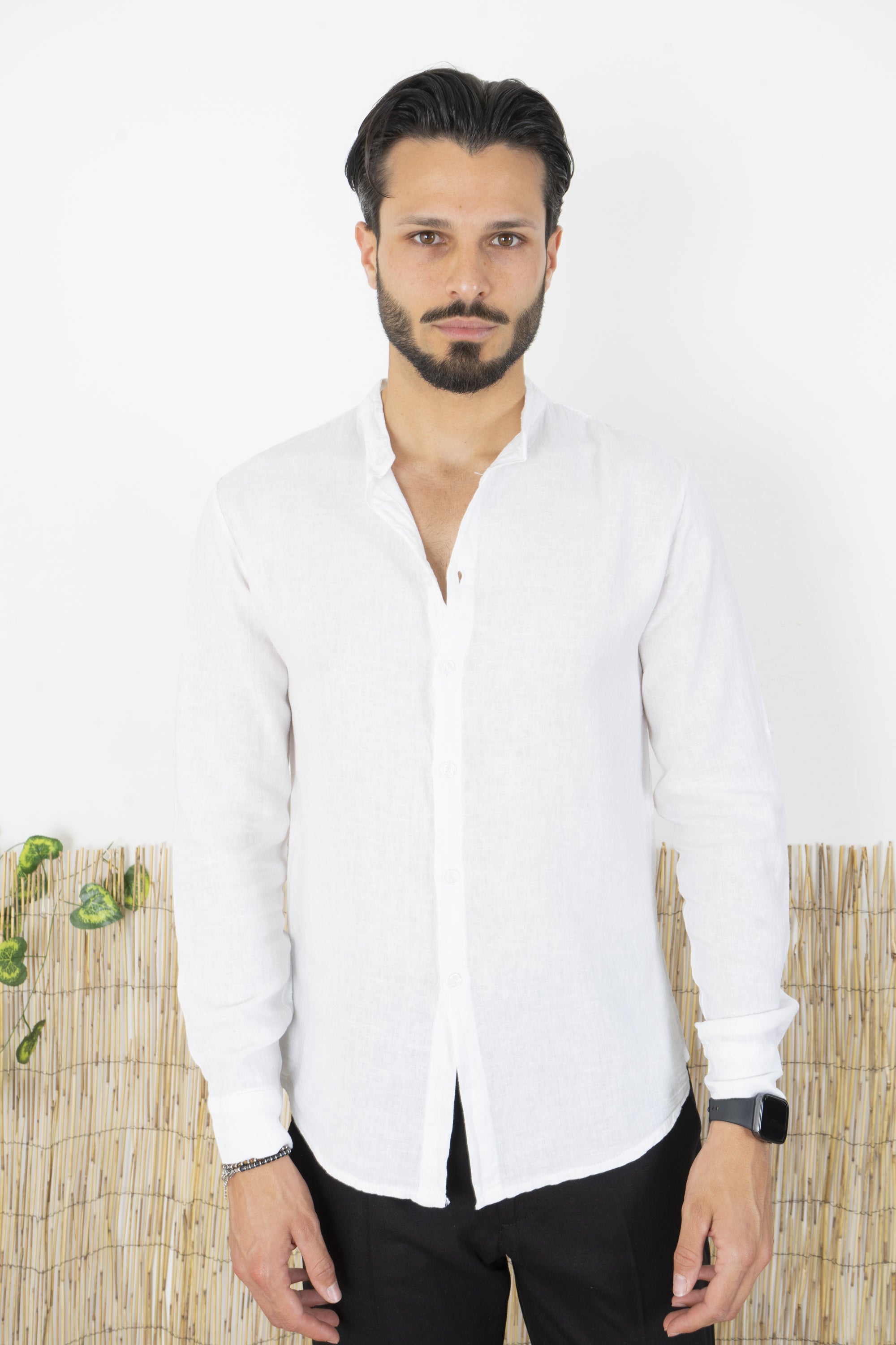 Camicia Uomo Lino Maniche Lunghe Tinta Unita Art. Cm87