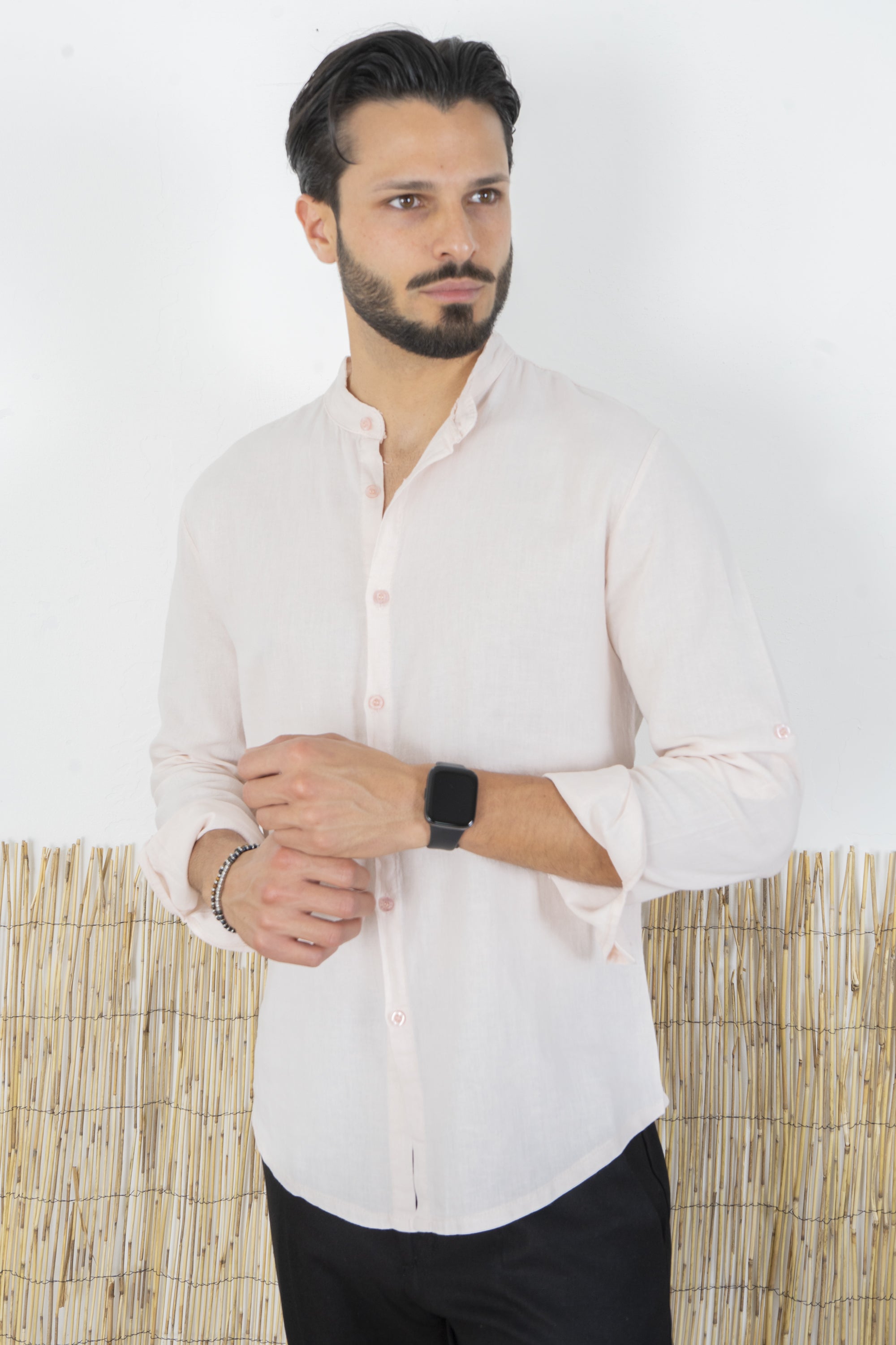 Camicia Uomo Lino Maniche Lunghe Tinta Unita Art. Cm87