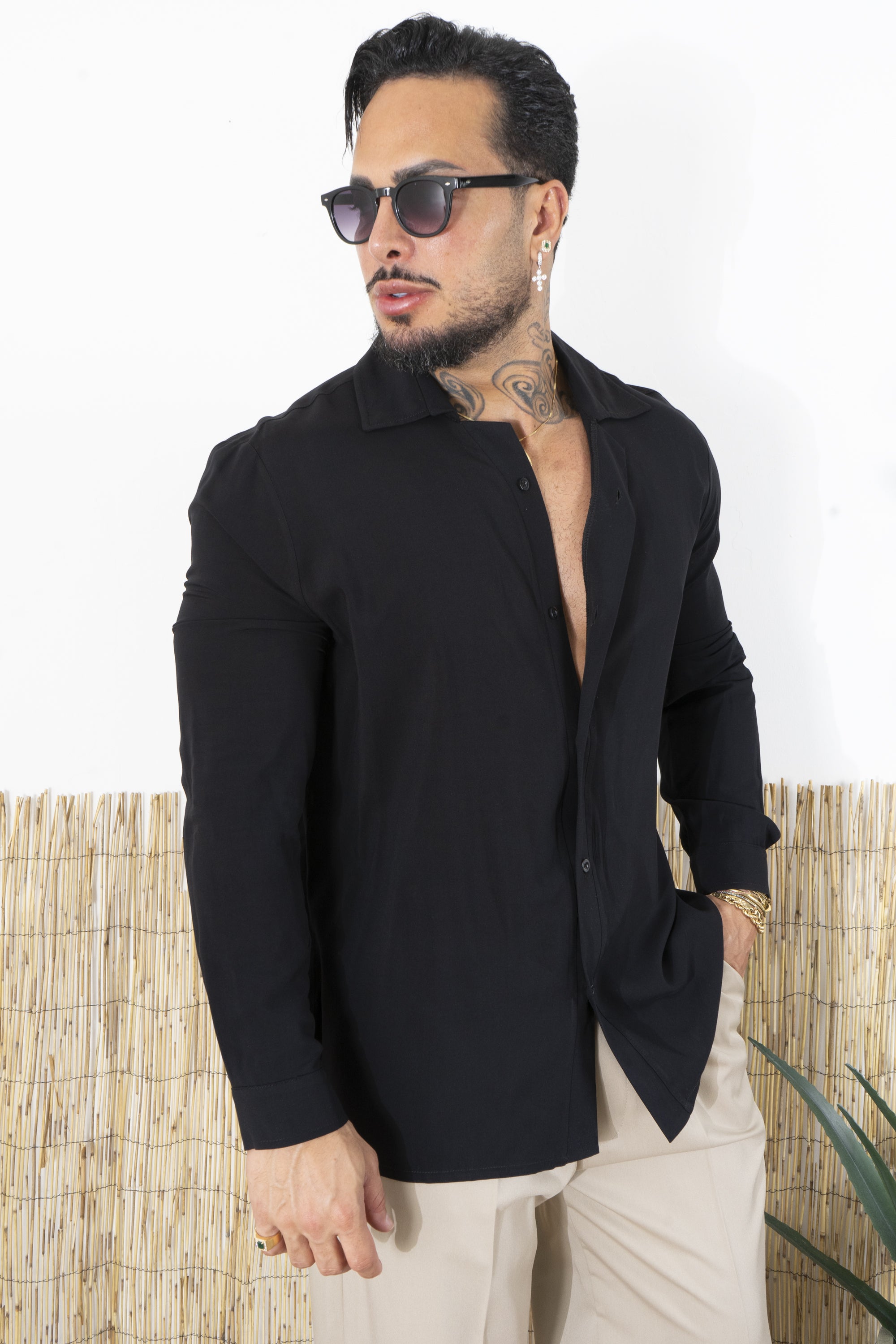 Camicia Viscosa Collo Destrutturato Tinta Unita Art. Cm223