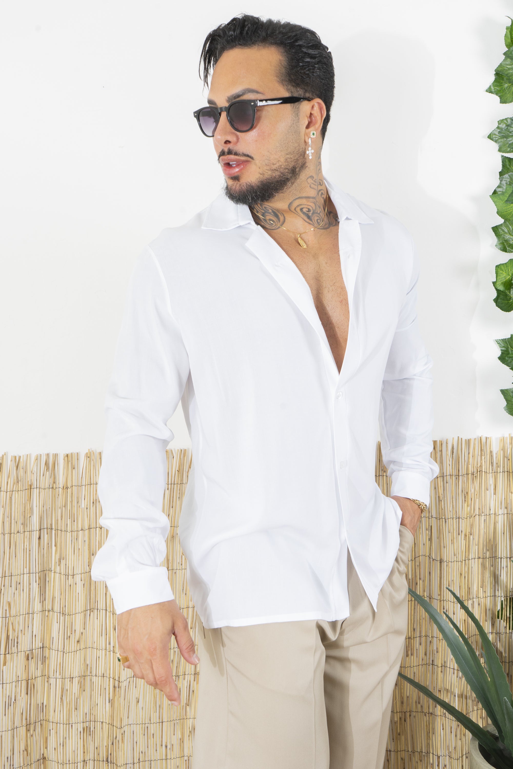 Camicia Viscosa Collo Destrutturato Tinta Unita Art. Cm223