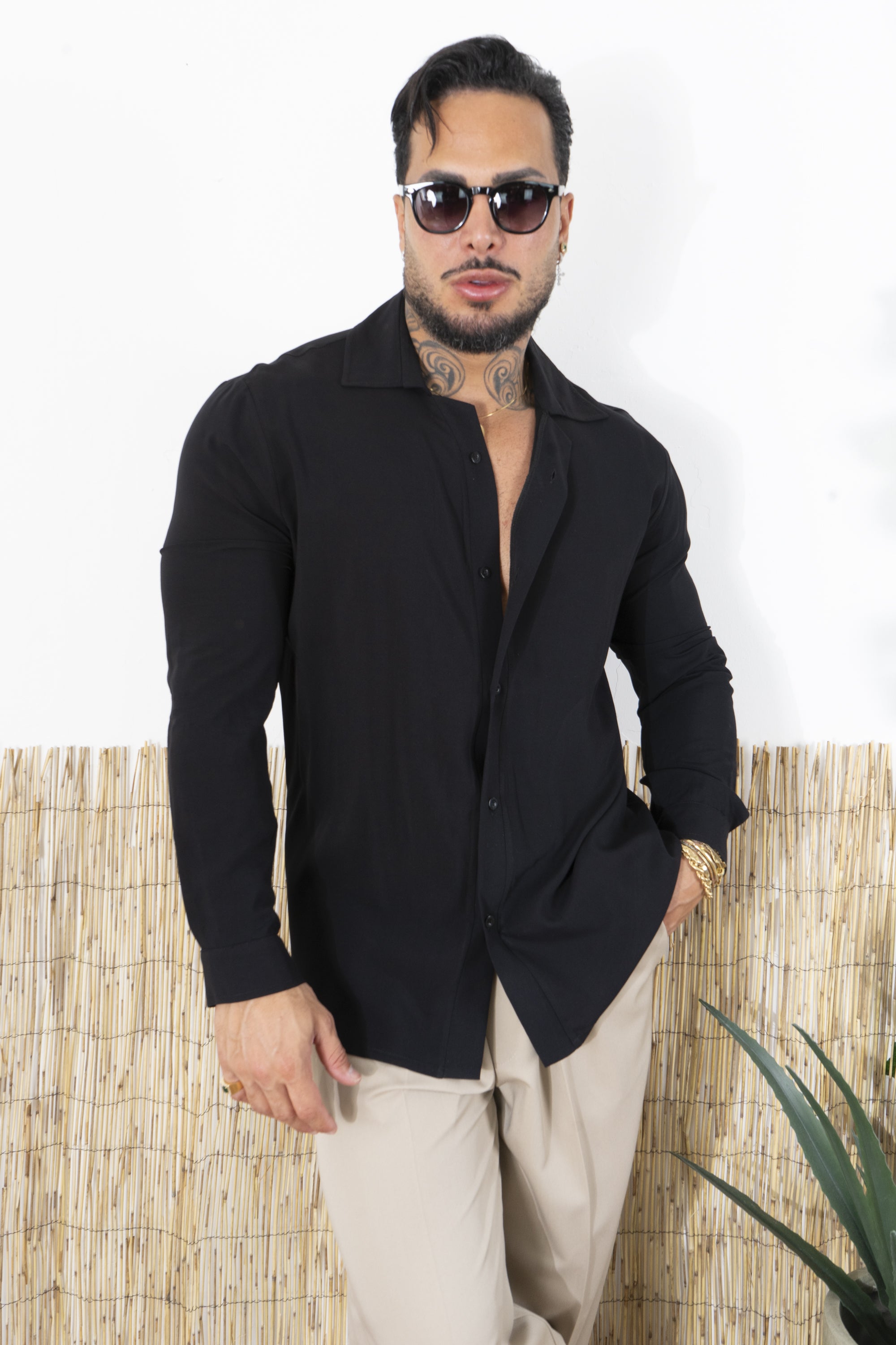 Camicia Viscosa Collo Destrutturato Tinta Unita Art. Cm223