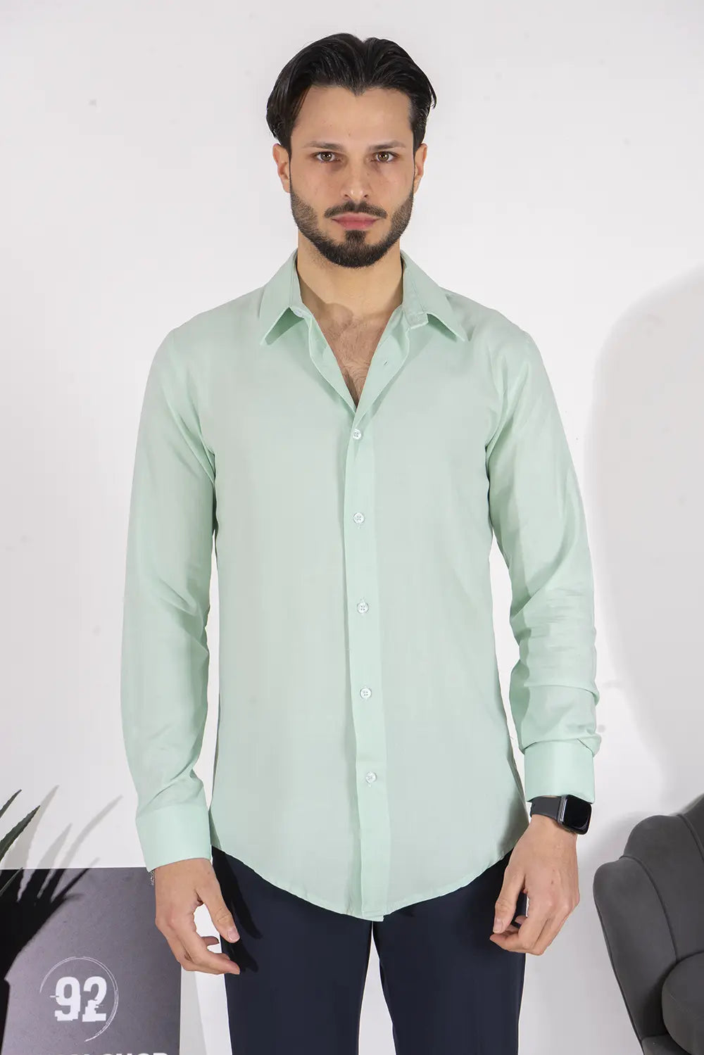 Camicia Uomo Viscosa Tinta Unita Art. Cm220