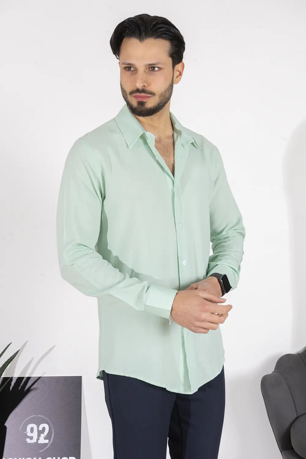 Camicia Uomo Viscosa Tinta Unita Art. Cm220