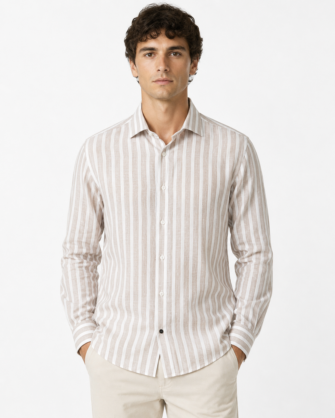 Camicia In Lino Con Riga Larga Art. Cm232