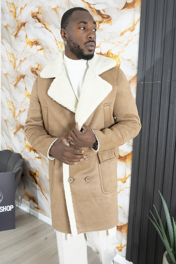 Double-breasted Sheepskin Coat Fleece Interior Art. Cp38