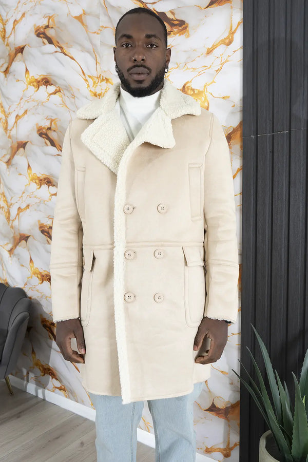 Double-breasted Sheepskin Coat Fleece Interior Art. Cp38