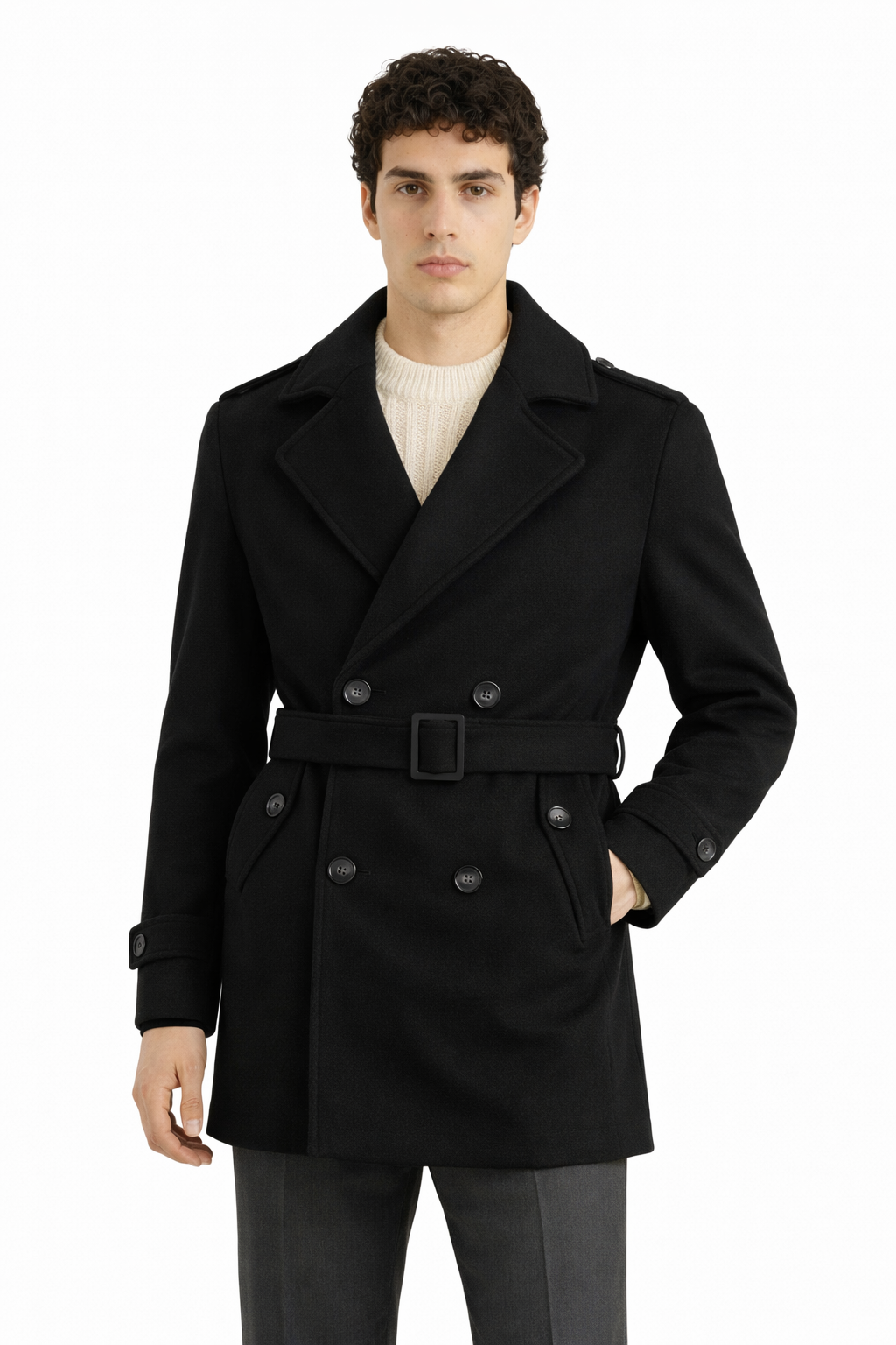 Cappotto Uomo Doppio Petto Con Cintura Art. Cp46