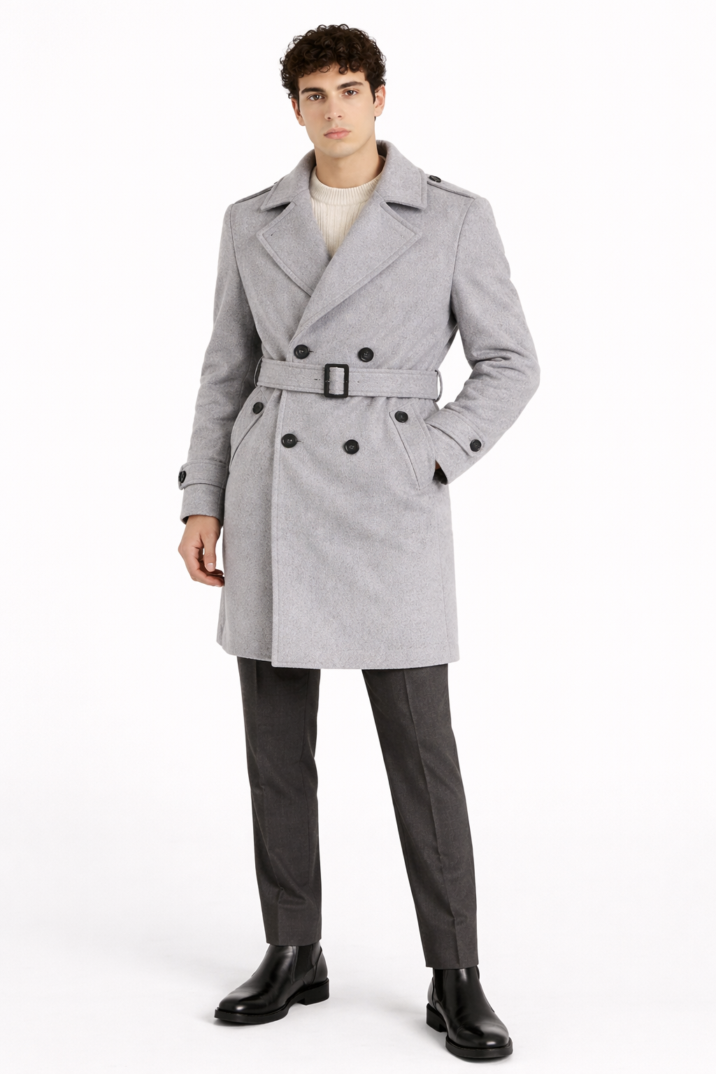 Cappotto Uomo Doppio Petto Con Cintura Art. Cp46