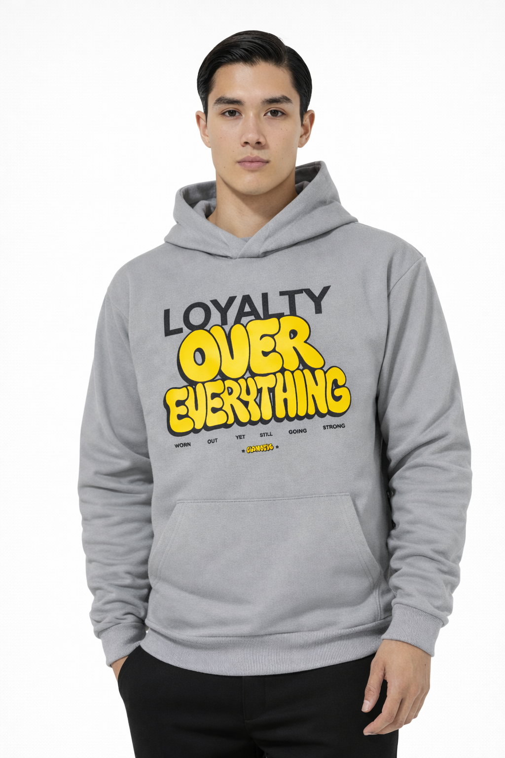 Felpa Hoodie Uomo con Stampa “Loyalty Over Everything” Art. Fe196