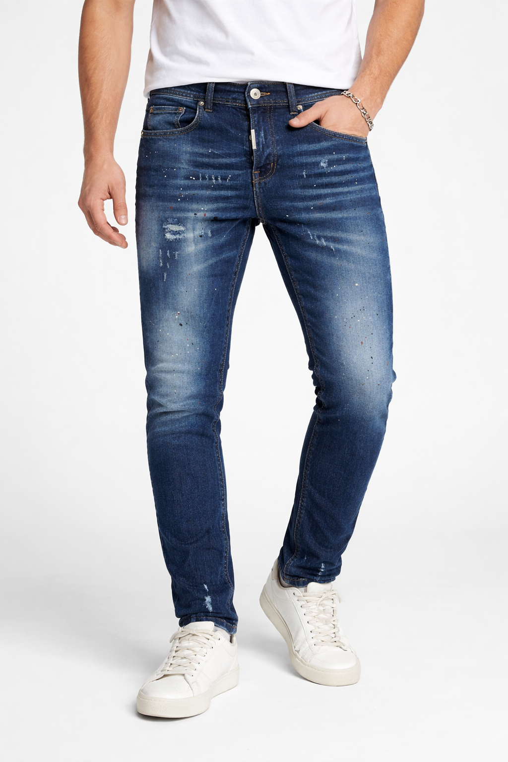 Jeans Slim con Micro-Paint e Baffature Art. Js563