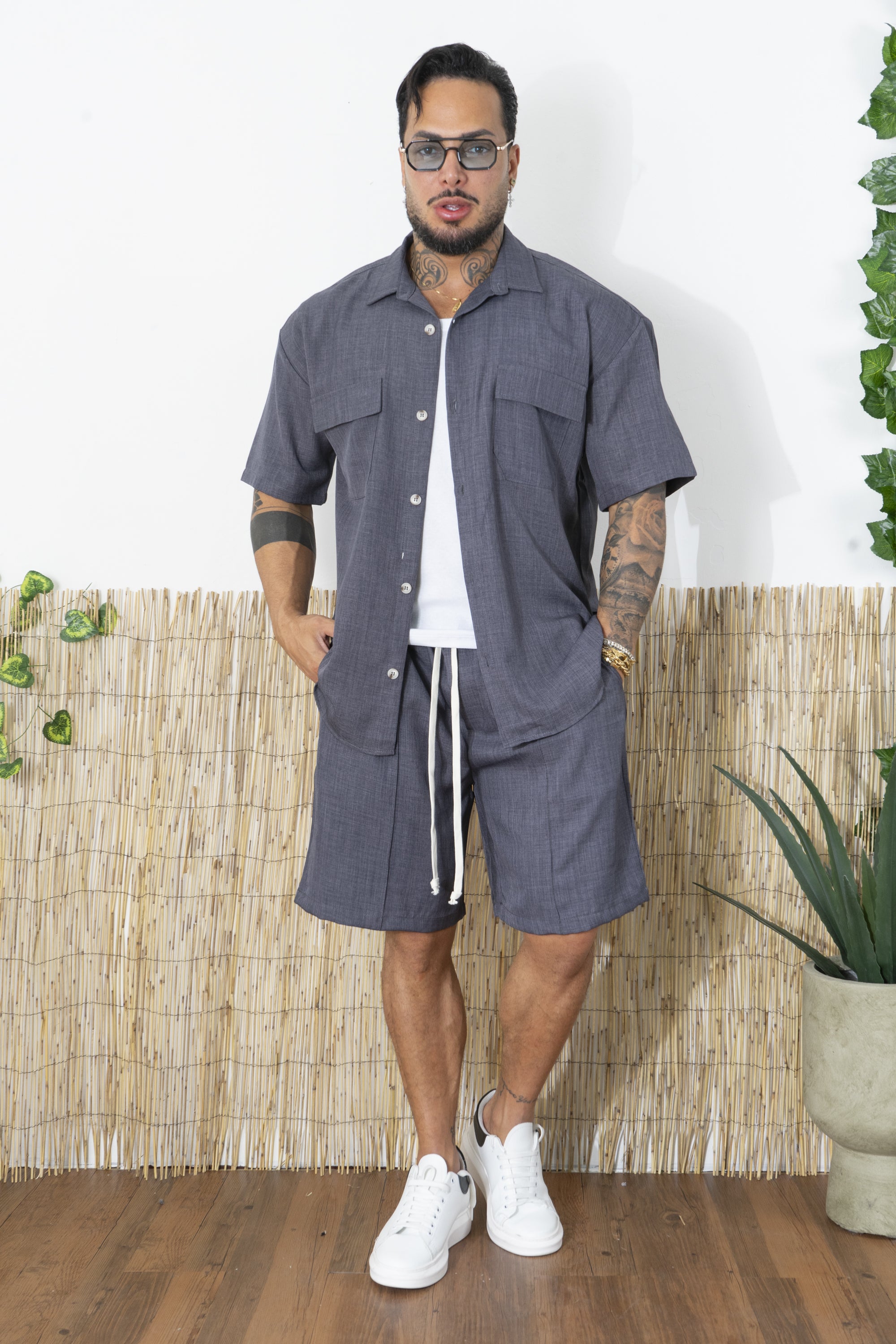 Completo Uomo Camicia e Shorts in Tessuto Fresco Art. Cd105