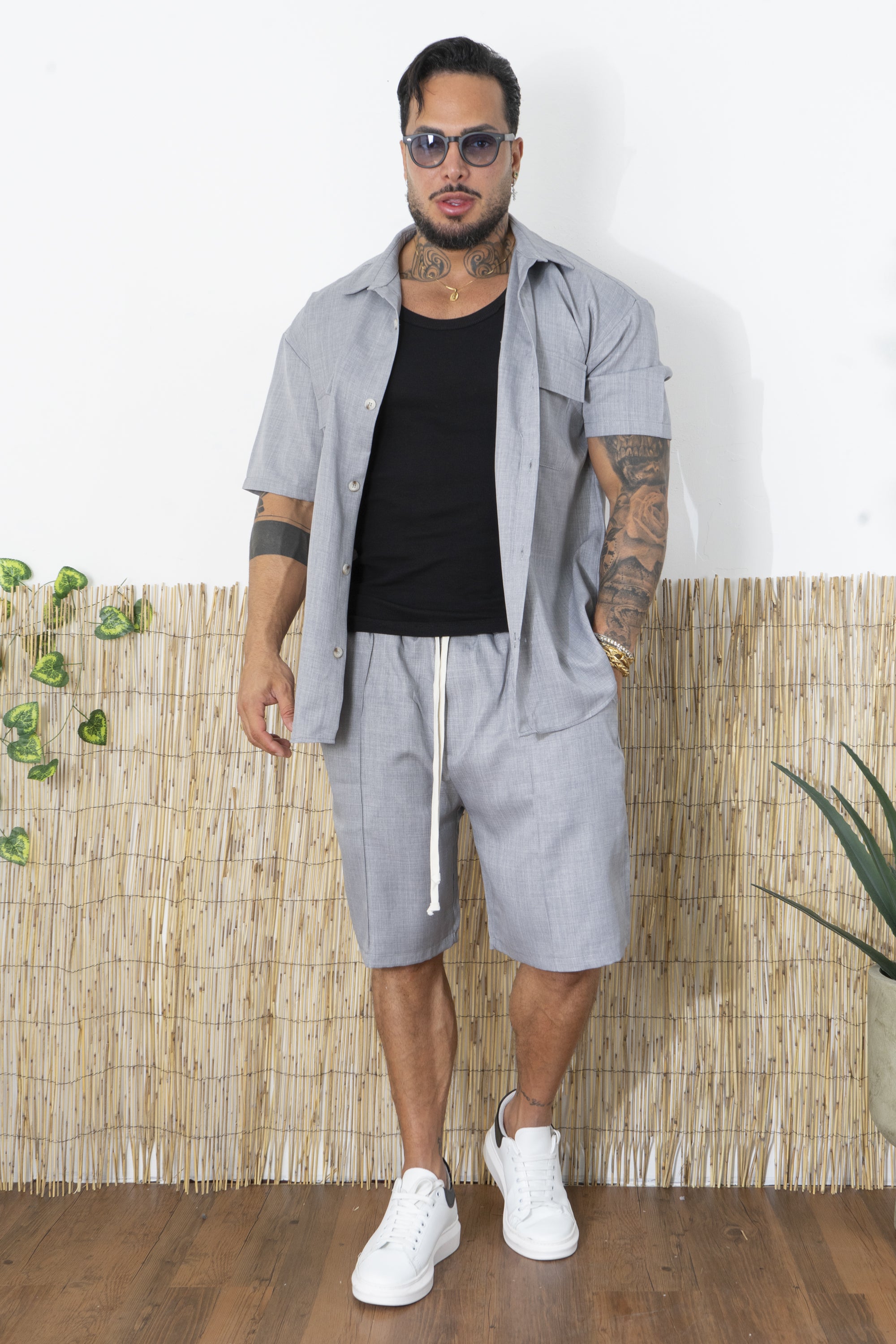 Completo Uomo Camicia e Shorts in Tessuto Fresco Art. Cd105