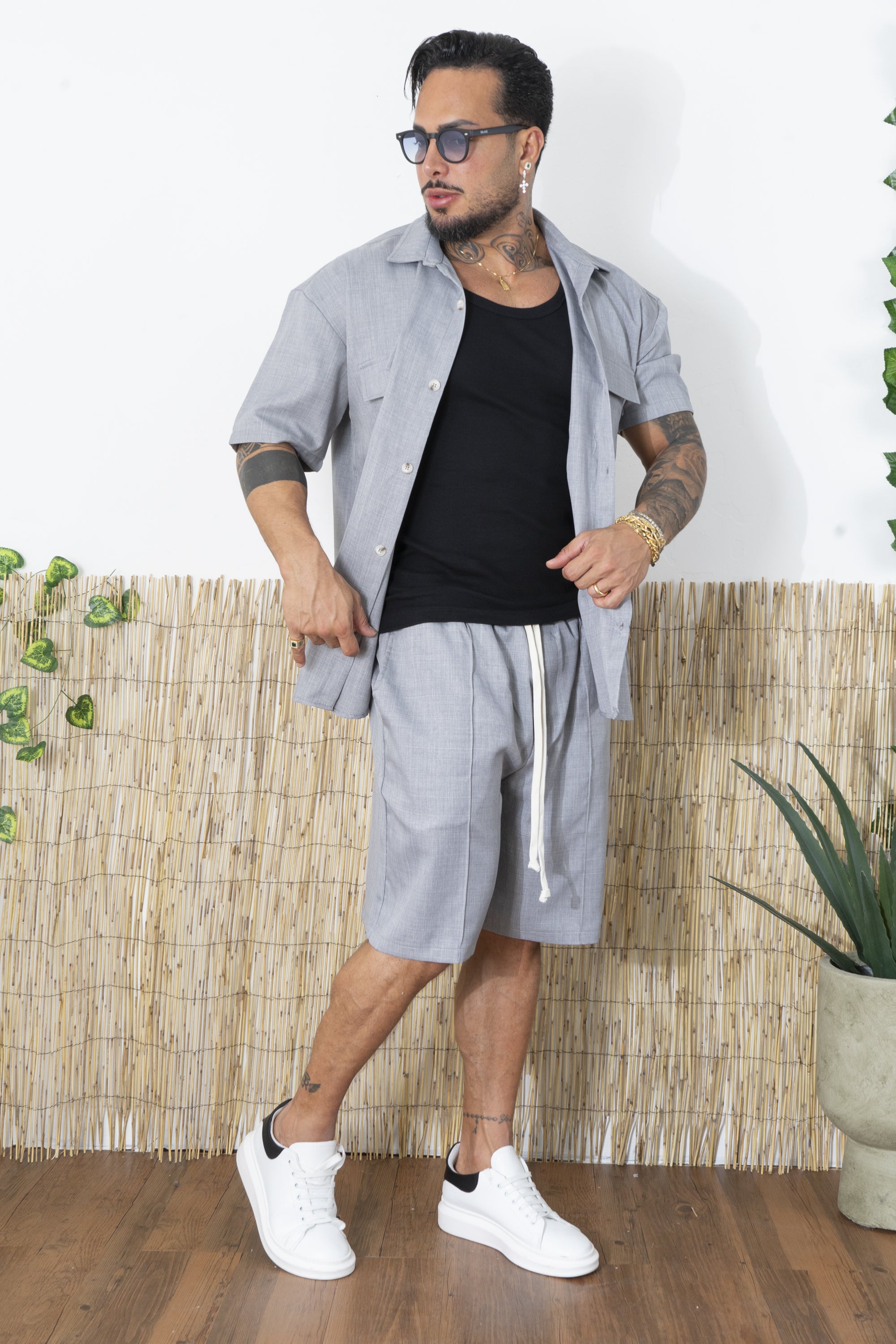 Completo Uomo Camicia e Shorts in Tessuto Fresco Art. Cd105