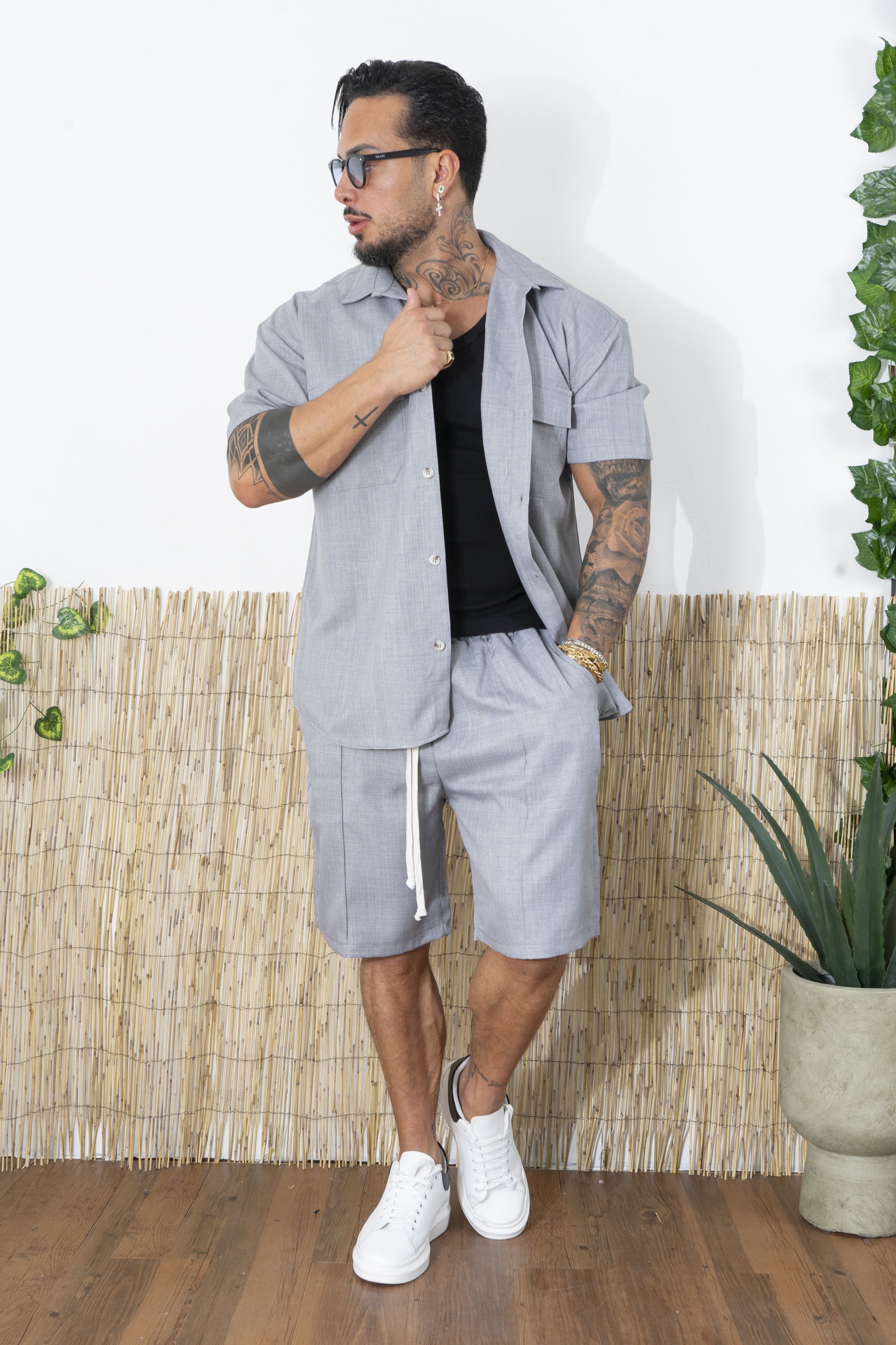 Completo Uomo Camicia e Shorts in Tessuto Fresco Art. Cd105