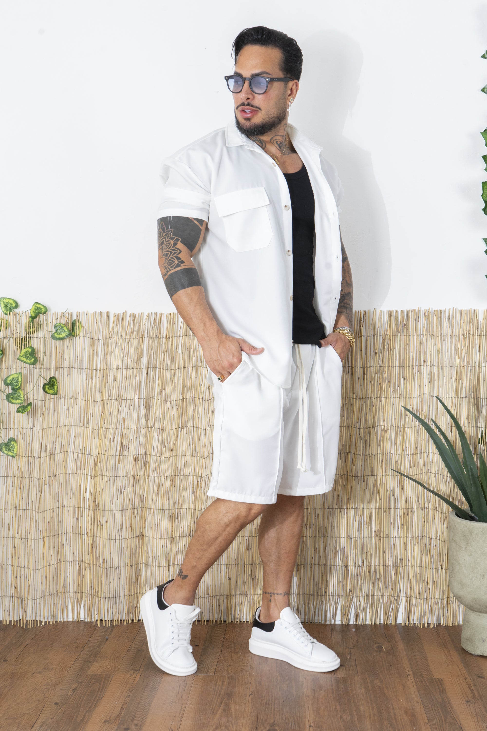 Completo Uomo Camicia e Shorts in Tessuto Fresco Art. Cd105