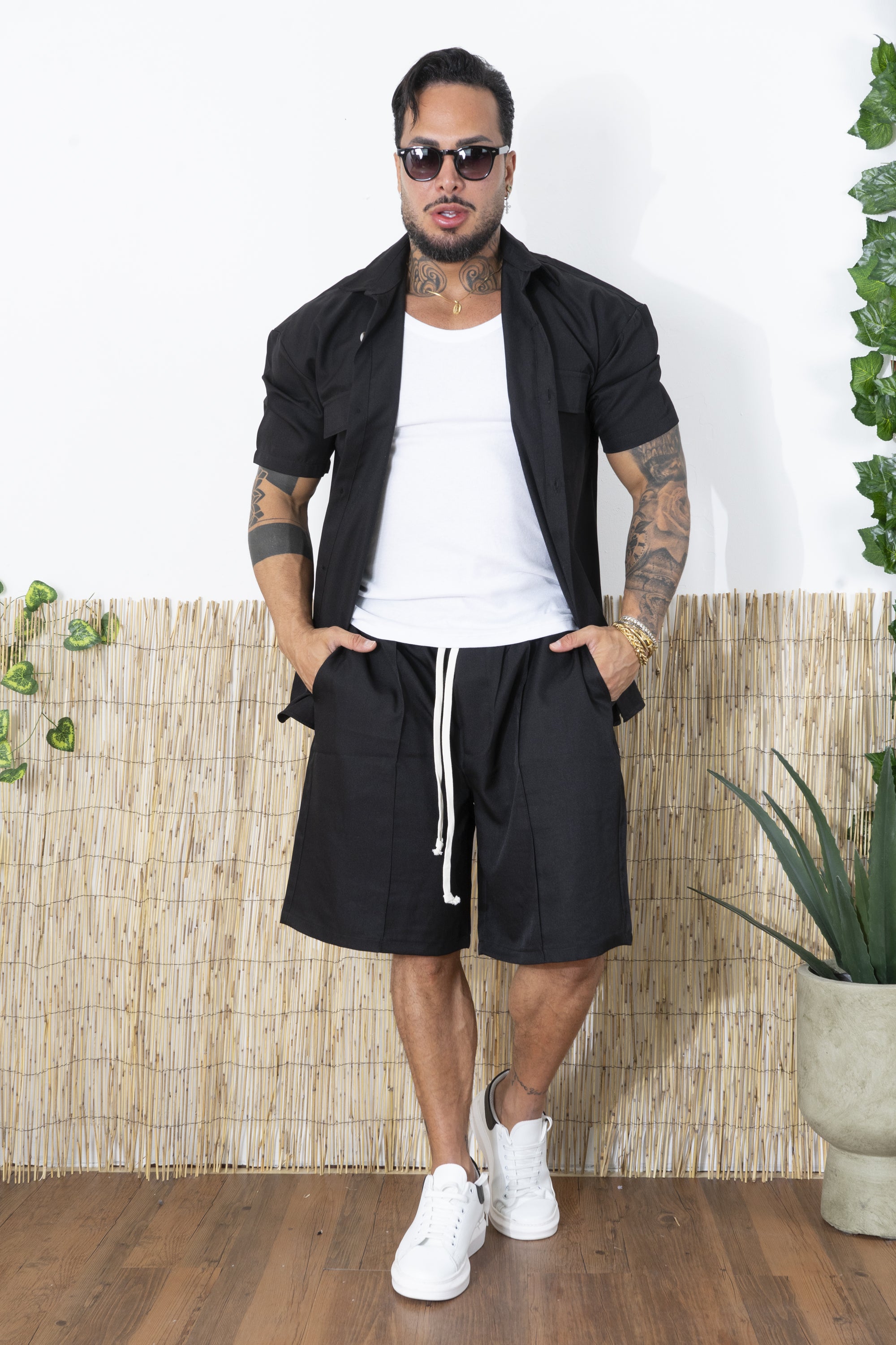 Completo Uomo Camicia e Shorts in Tessuto Fresco Art. Cd105