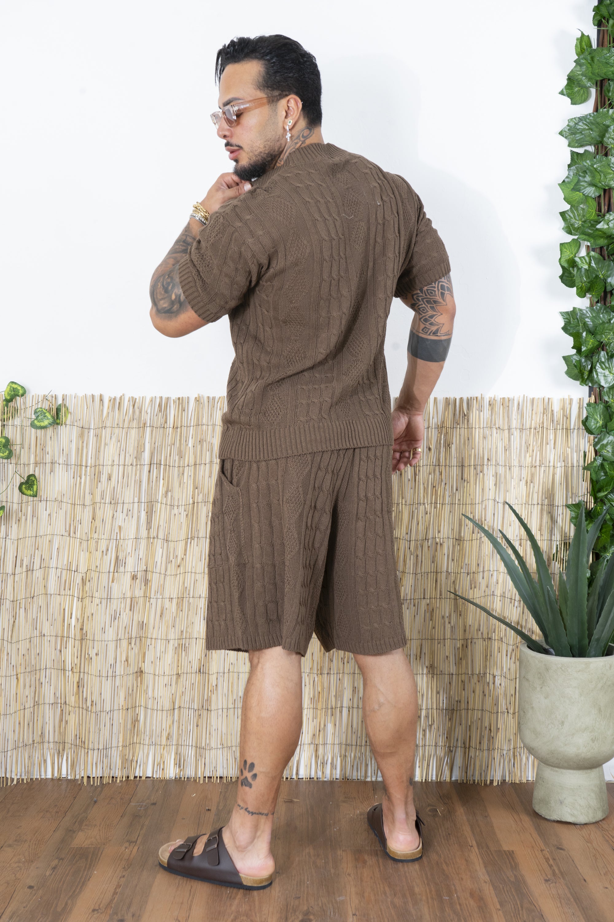 Completo Uomo in Maglia Treccia Scollo a V Art. Cd103