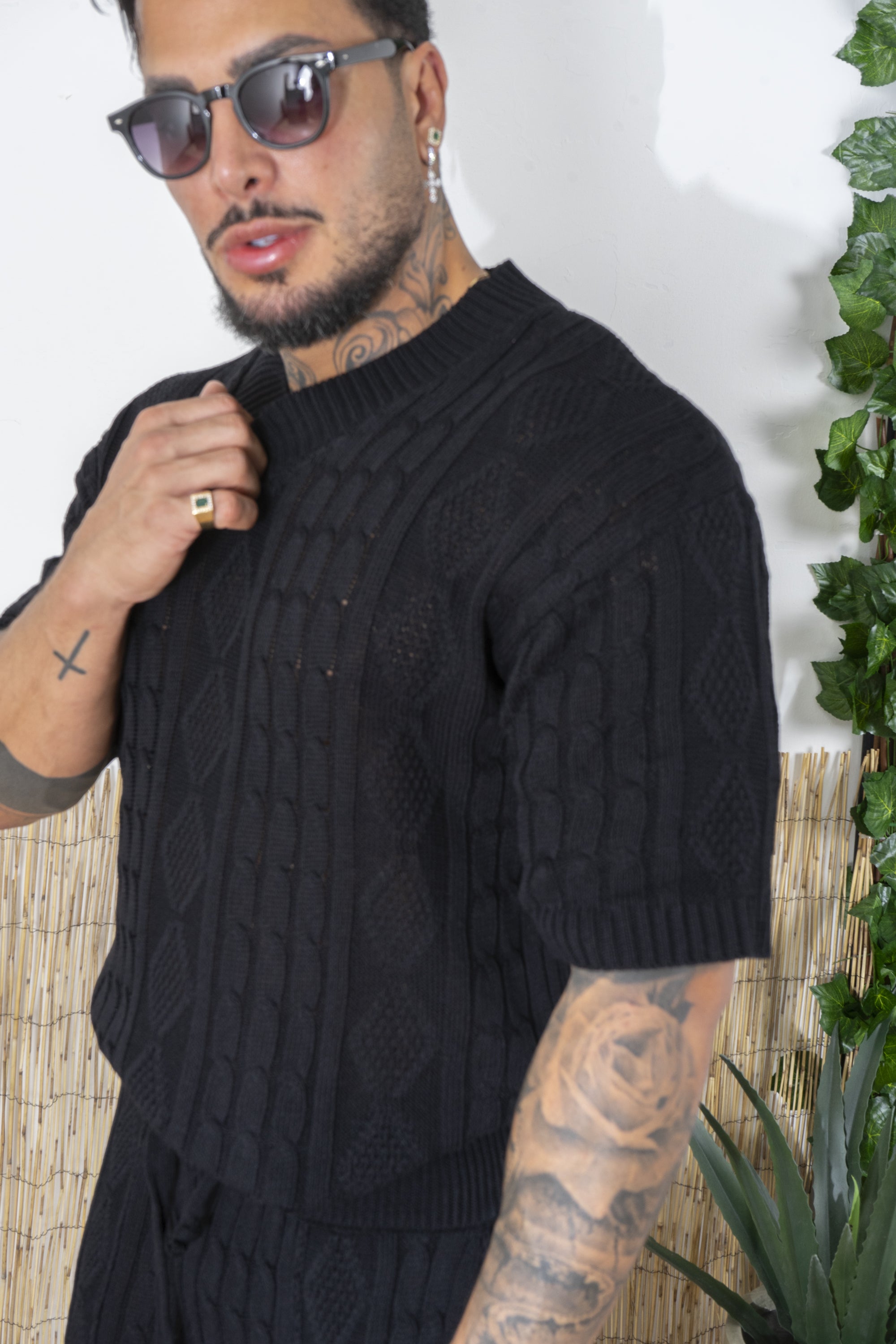 Completo Uomo in Maglia Treccia Scollo a V Art. Cd103