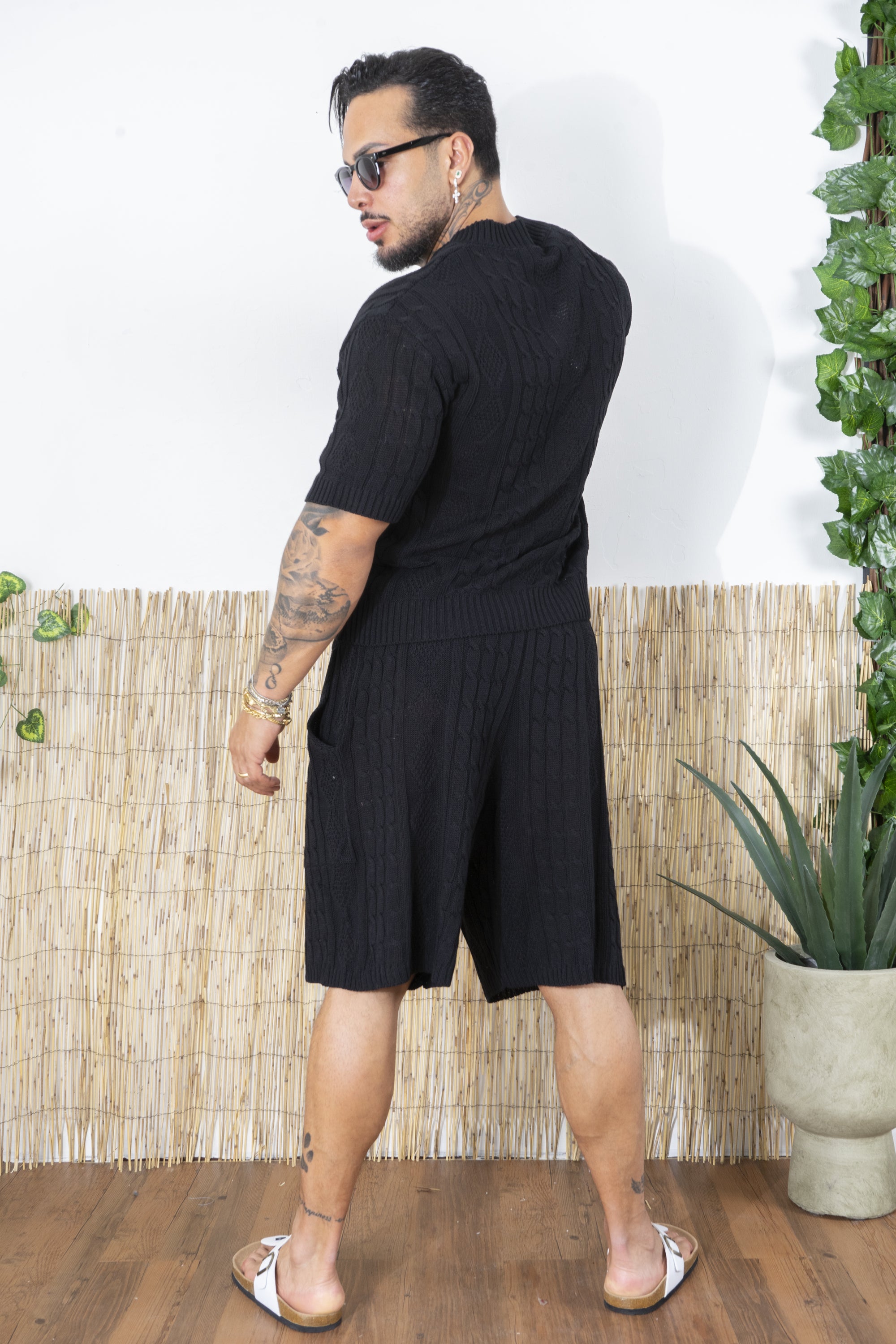 Completo Uomo in Maglia Treccia Scollo a V Art. Cd103